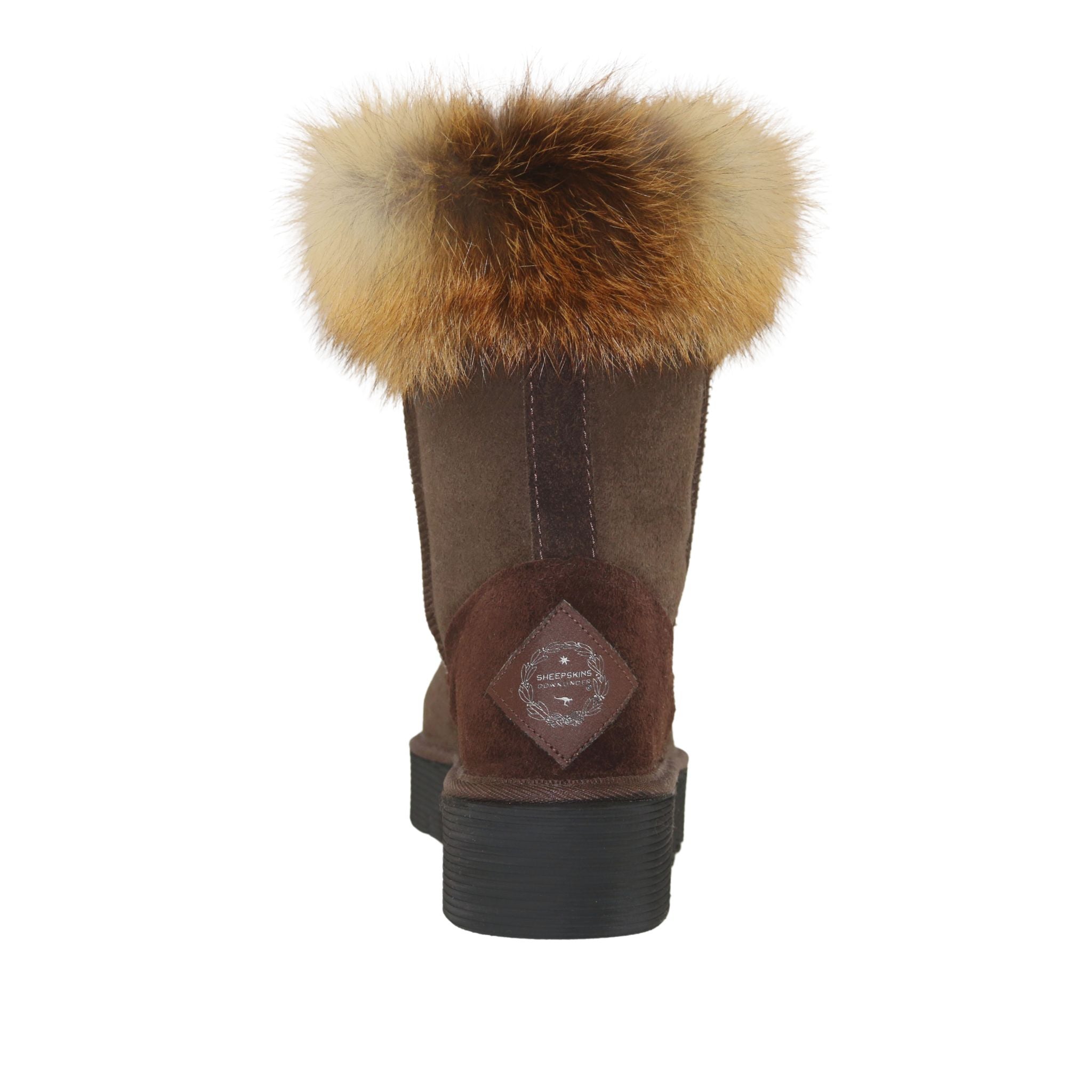 Sheepskins Downunder Platform Fox Short Chocolate Back Womens Australian Made Sheepskin UGG Boot