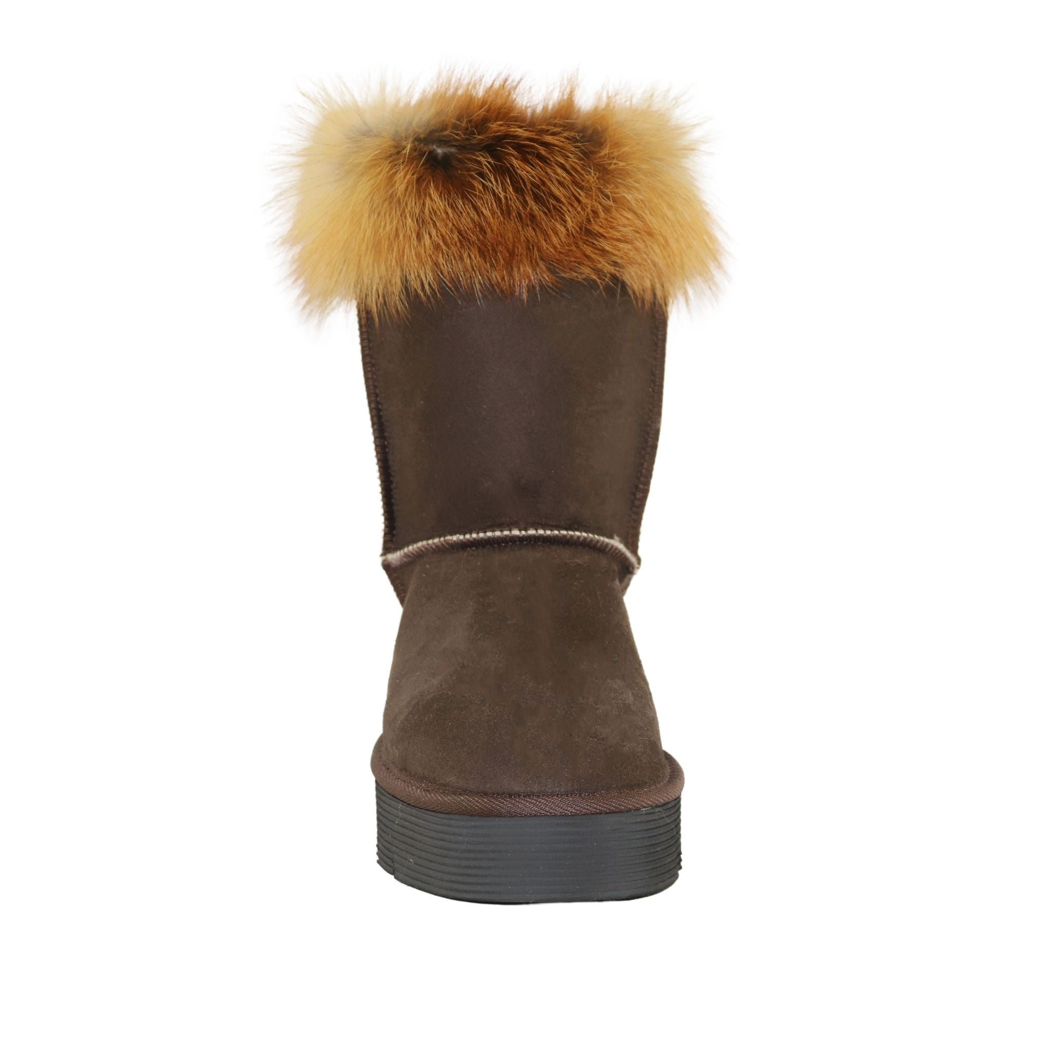 Sheepskins Downunder Platform Fox Short Chocolate Front Womens Australian Made Sheepskin UGG Boot