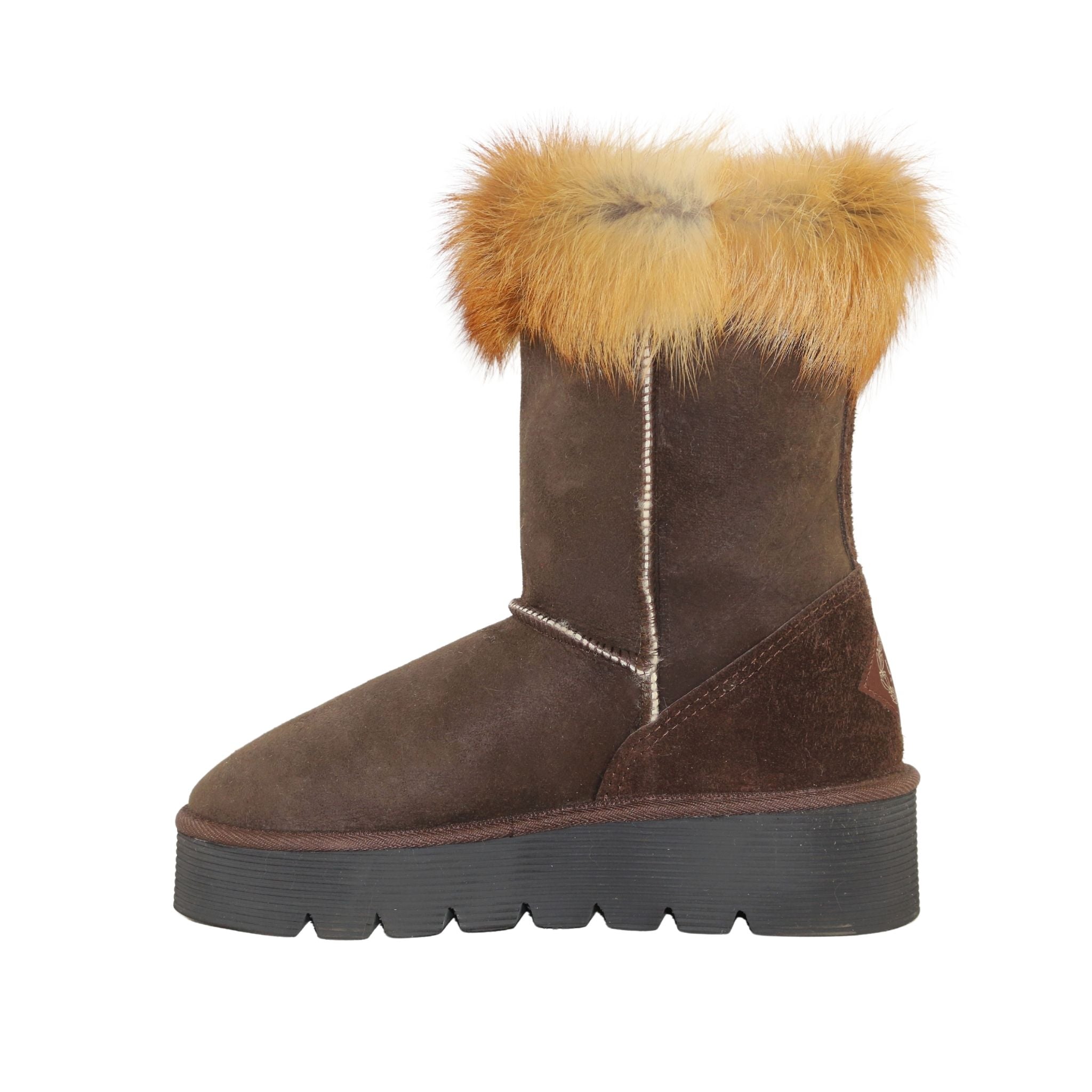 Sheepskins Downunder Platform Fox Short Chocolate Side Inner Womens Australian Made Sheepskin UGG Boot