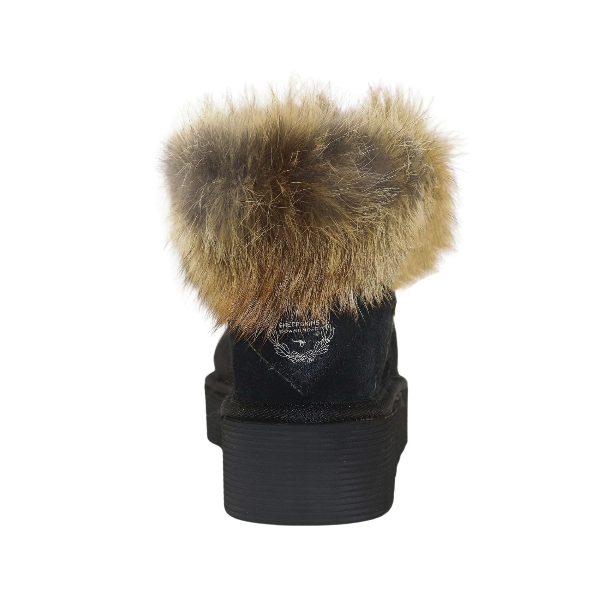 Sheepskins Downunder Platform Fox Ultra Black Back Womens Australian Made Sheepskin UGG Boot