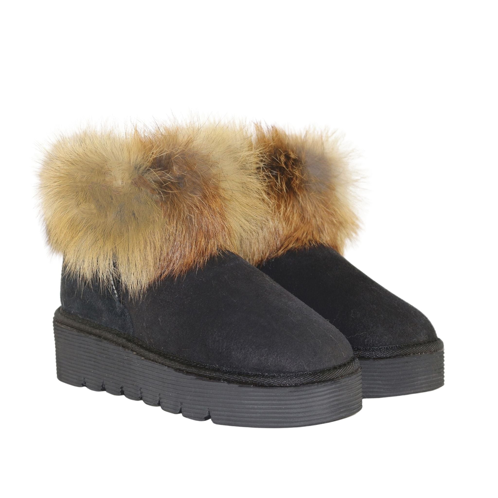 Sheepskins Downunder Platform Fox Ultra Black Pairs Front Womens Australian Made Sheepskin UGG Boot
