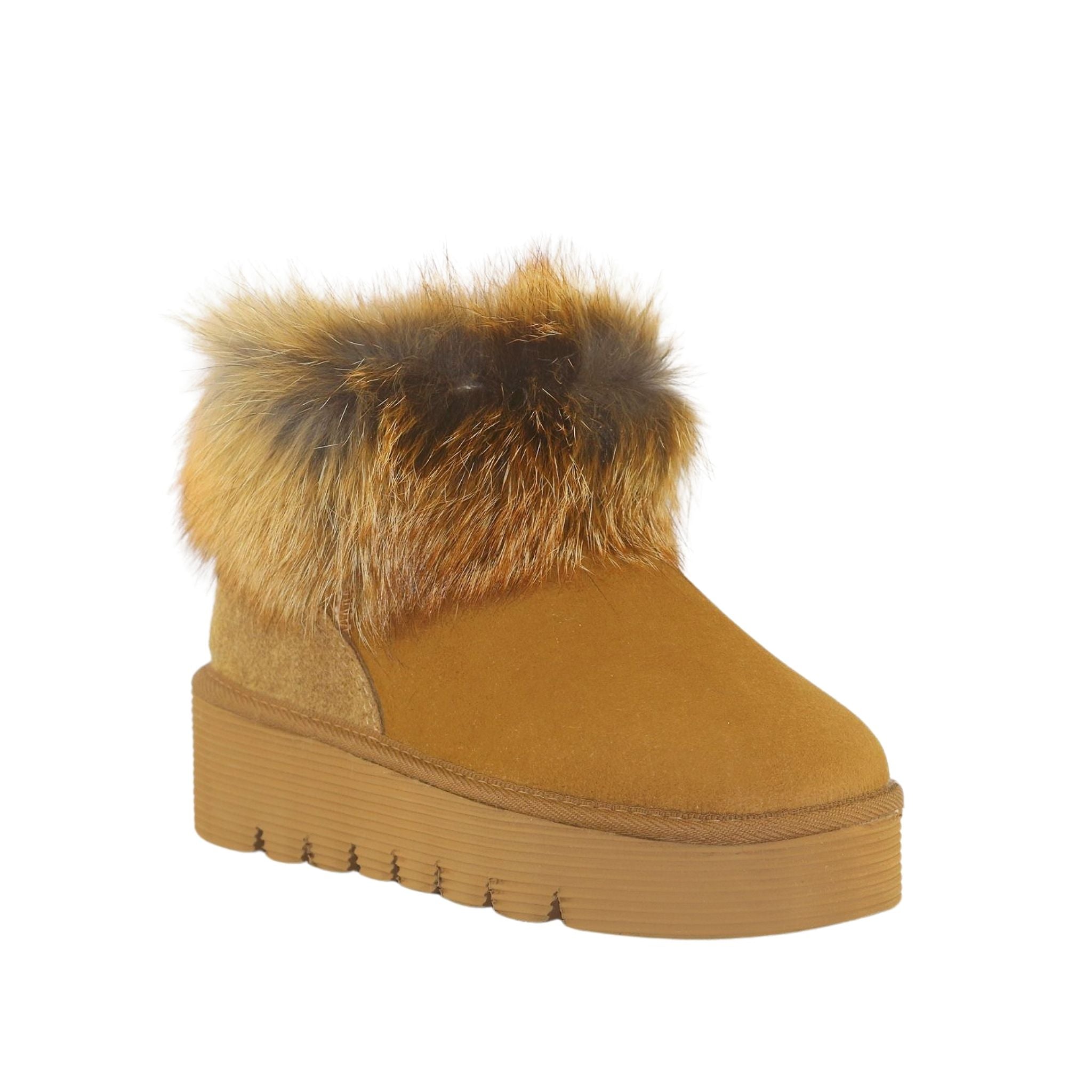 Sheepskins Downunder Platform Fox Ultra Chestnut Front 120 Womens Australian Made Sheepskin UGG Boot