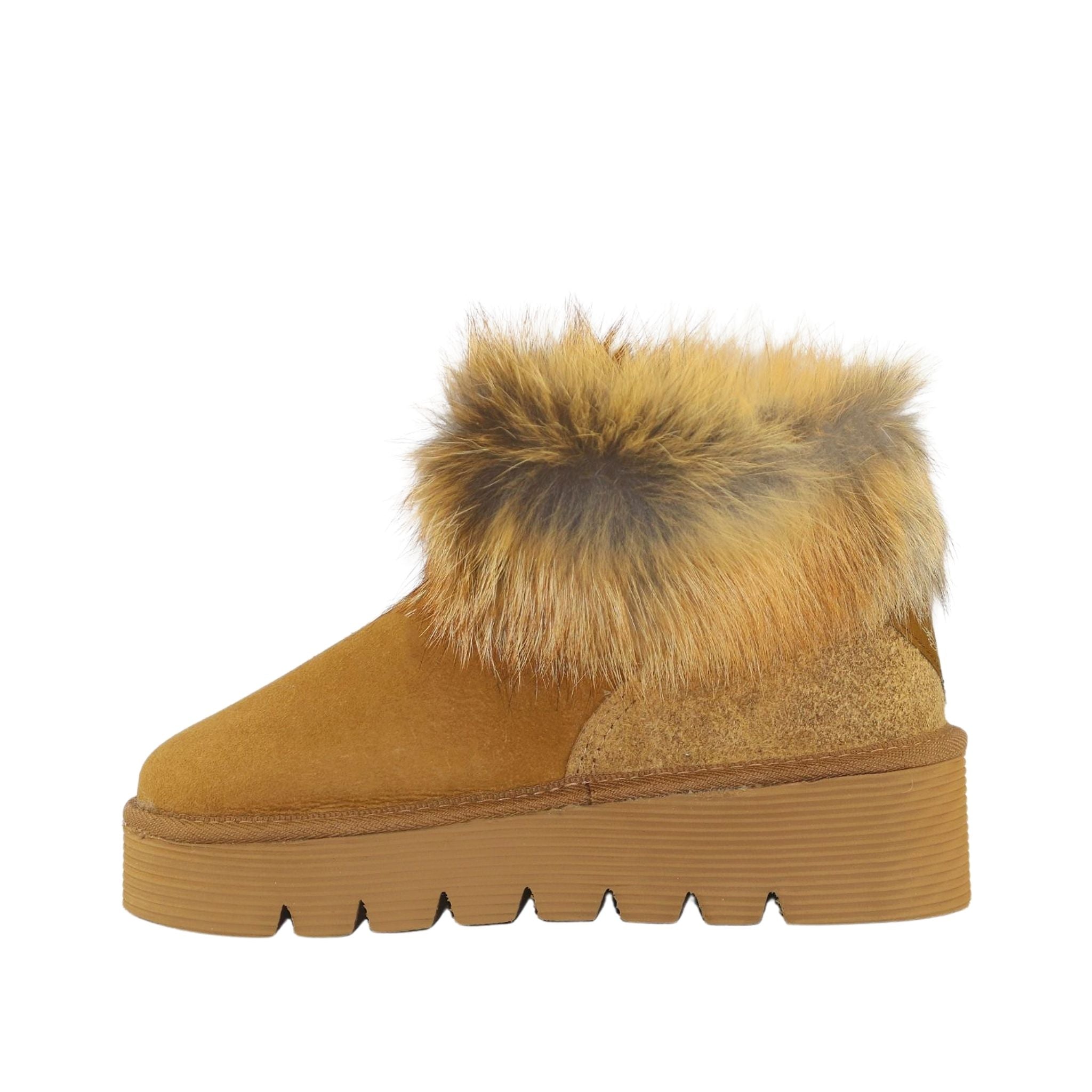 Sheepskins Downunder Platform Fox Ultra Chestnut Side Inner Womens Australian Made Sheepskin UGG Boot
