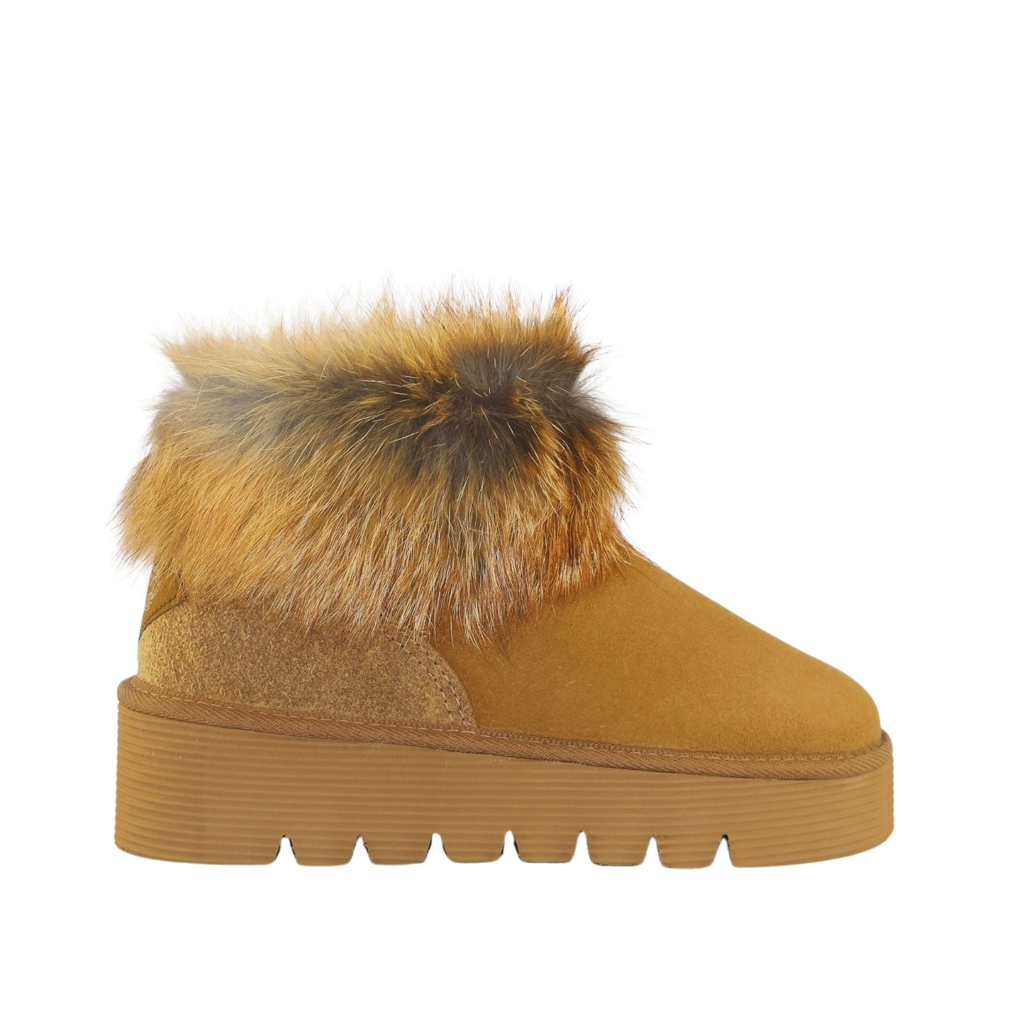 Sheepskins Downunder Platform Fox Ultra Chestnut Side Womens Australian Made Sheepskin UGG Boot