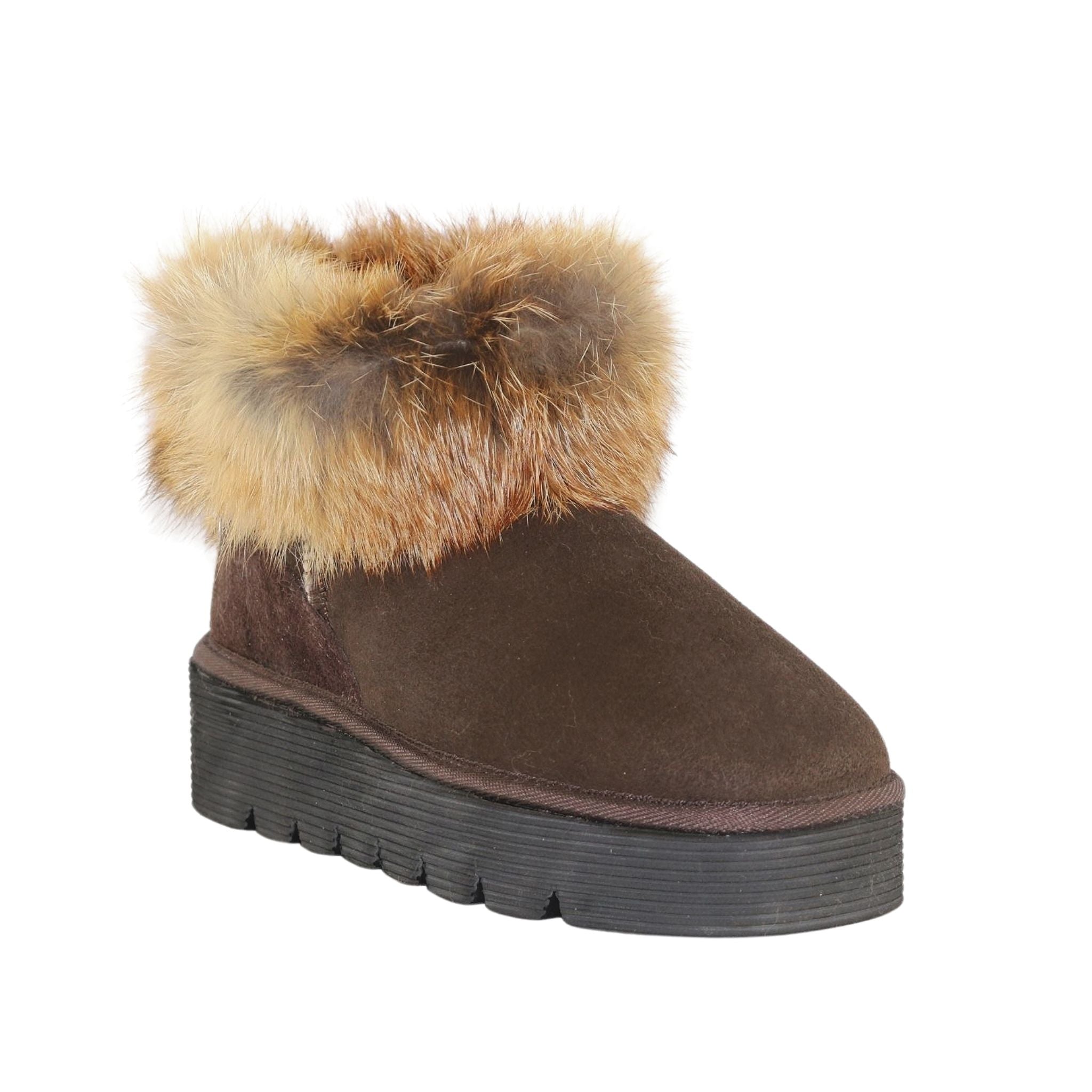 Sheepskins Downunder Platform Fox Ultra Chocolate Front 120 Womens Australian Made Sheepskin UGG Boot