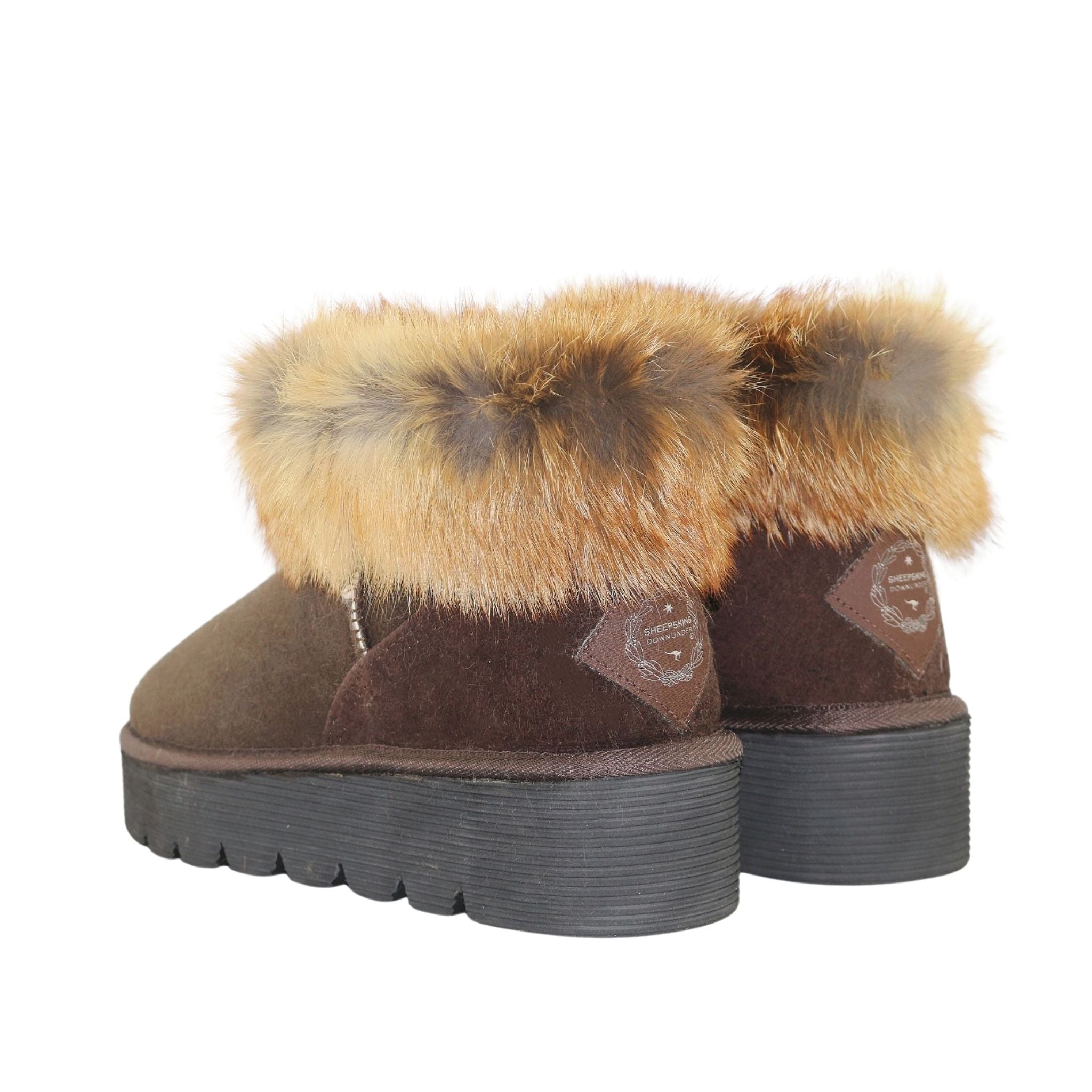Sheepskins Downunder Platform Fox Ultra Chocolate Pairs Back Womens Australian Made Sheepskin UGG Boot