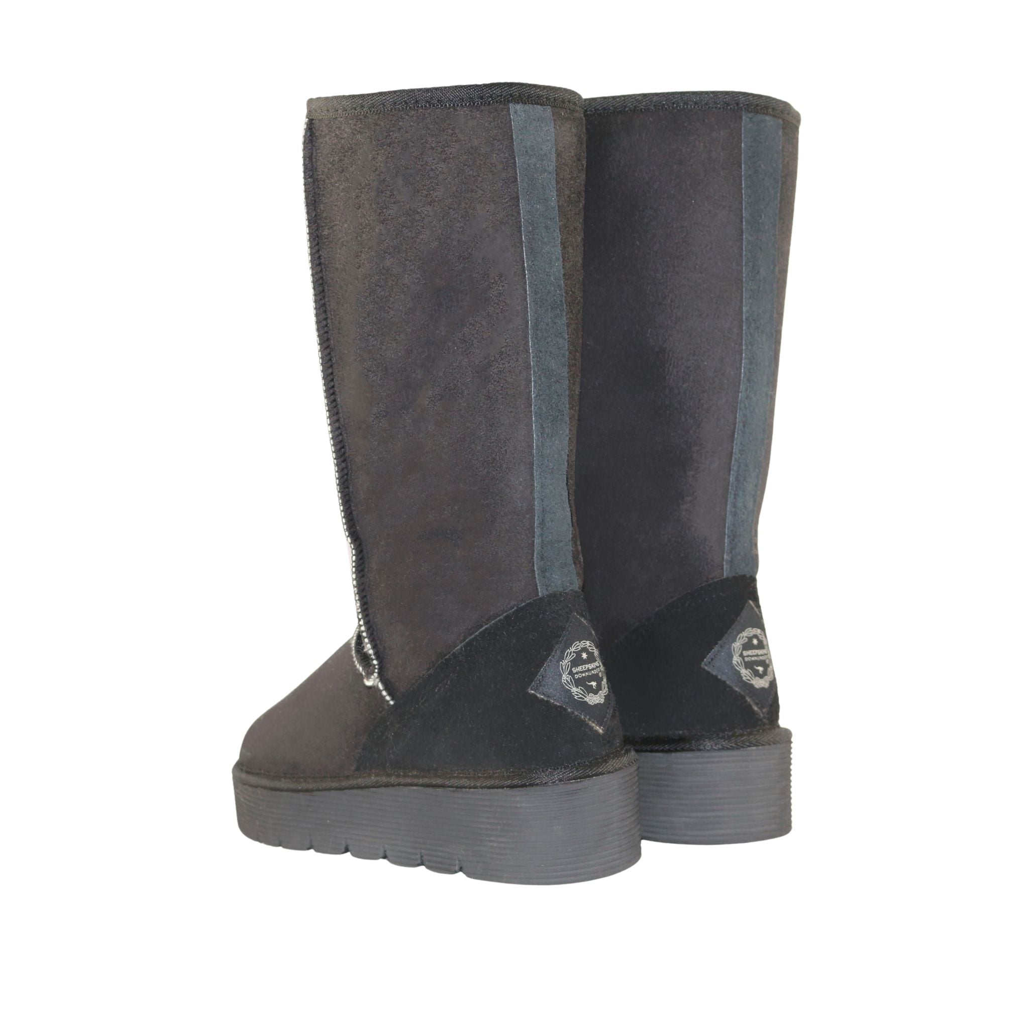 Sheepskins Downunder Platform Long Black Pairs Back Womens Australian Made Sheepskin UGG Boot
