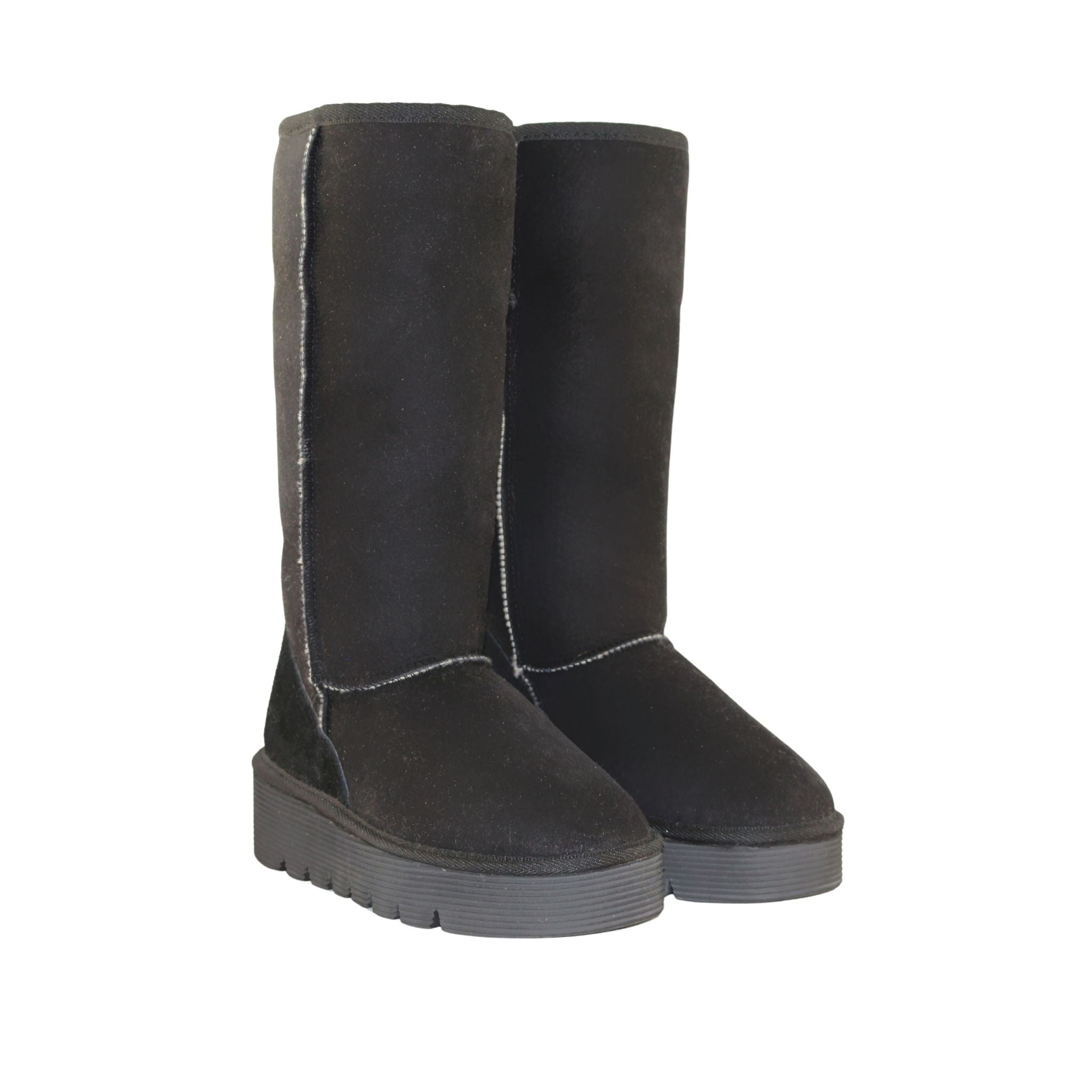 Sheepskins Downunder Platform Long Black Pairs Front Womens Australian Made Sheepskin UGG Boot