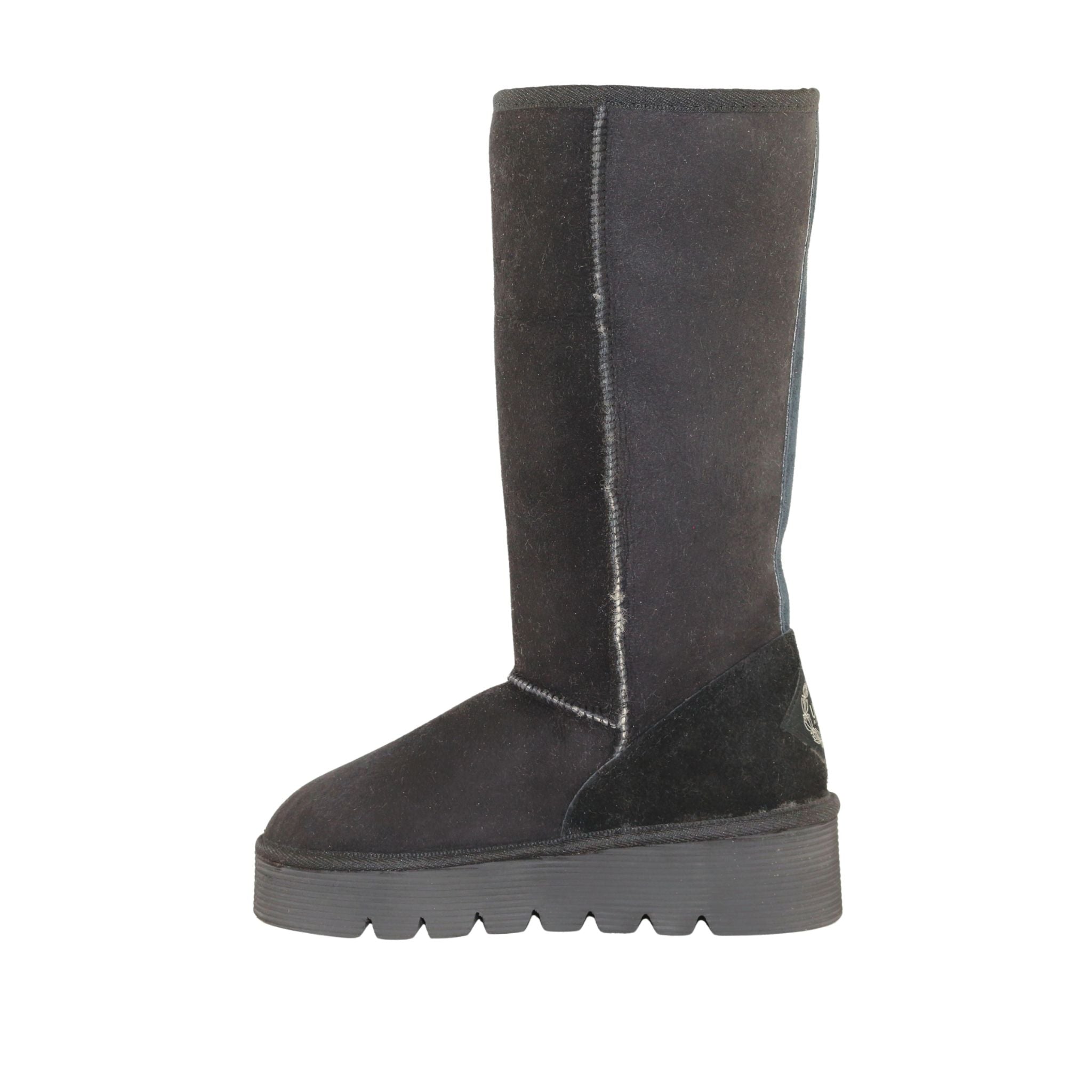 Sheepskins Downunder Platform Long Black Side Inner Womens Australian Made Sheepskin UGG Boot