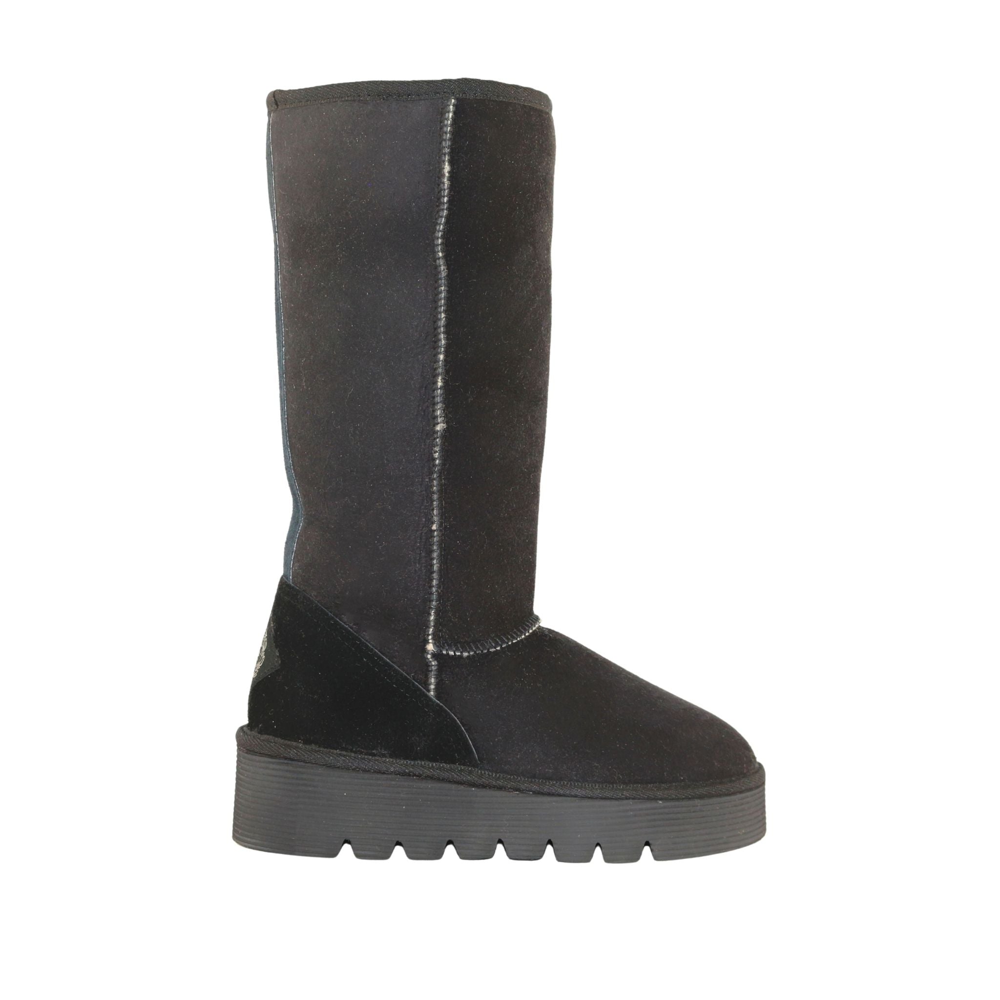 Sheepskins Downunder Platform Long Black Side Womens Australian Made Sheepskin UGG Boot