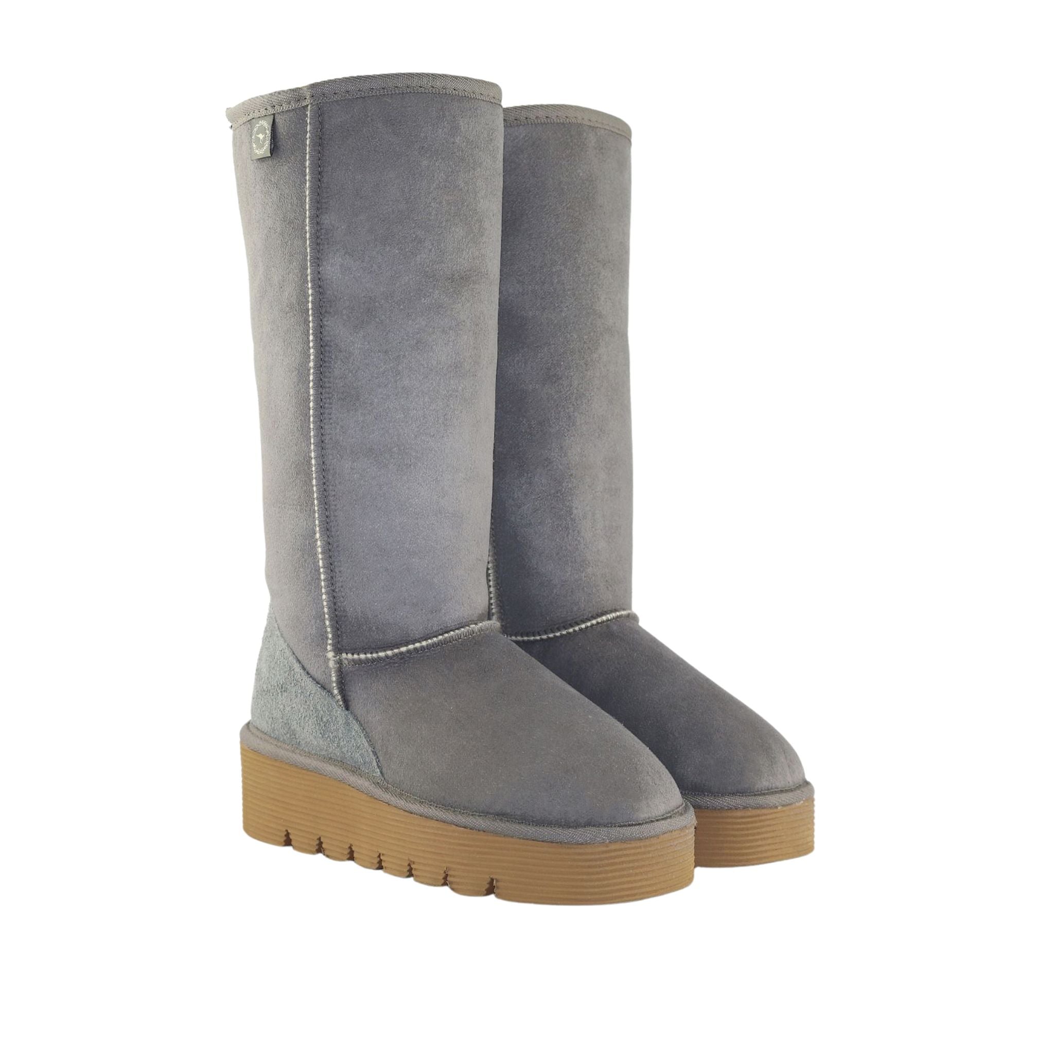 Sheepskins Downunder Platform Long Grey Pairs Front Womens Australian Made Sheepskin UGG Boot