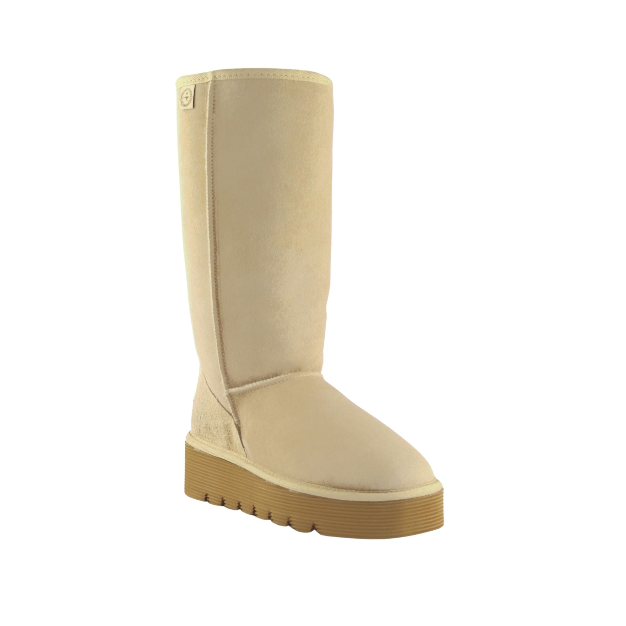 Sheepskins Downunder Platform Long Sand Front 120 Womens Australian Made Sheepskin UGG Boot