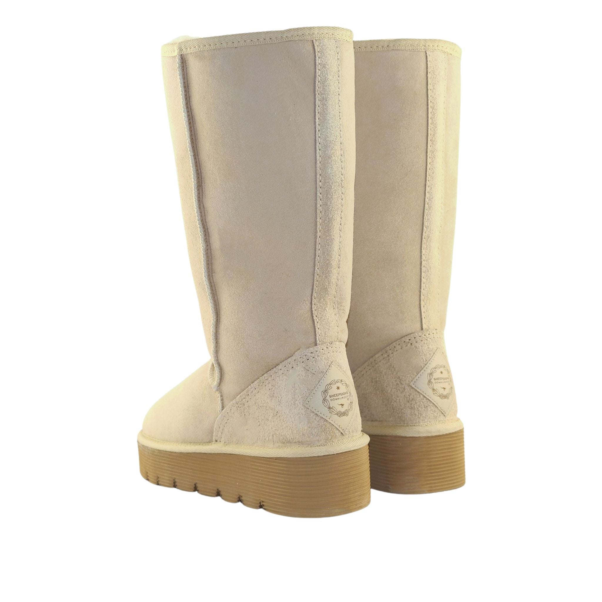 Sheepskins Downunder Platform Long Sand Pairs Back Womens Australian Made Sheepskin UGG Boot