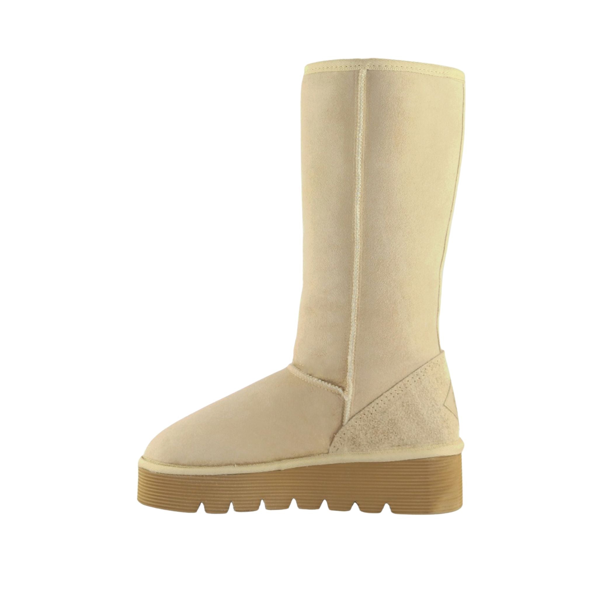 Sheepskins Downunder Platform Long Sand Side Inner Womens Australian Made Sheepskin UGG Boot