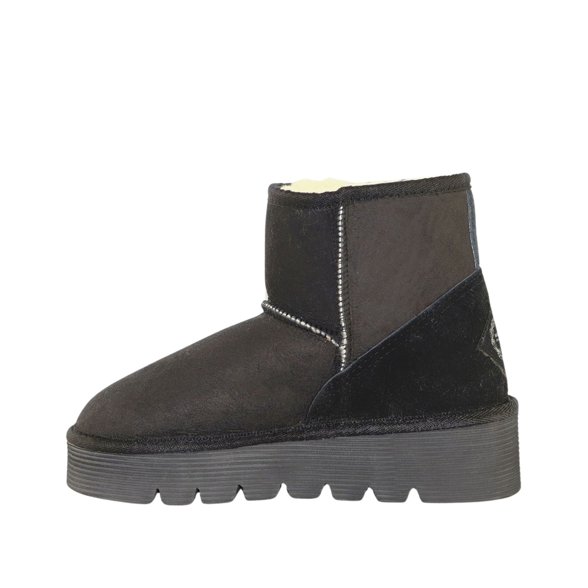 Sheepskins Downunder Platform Mini Black Side Inner Womens Australian Made Sheepskin UGG Boot