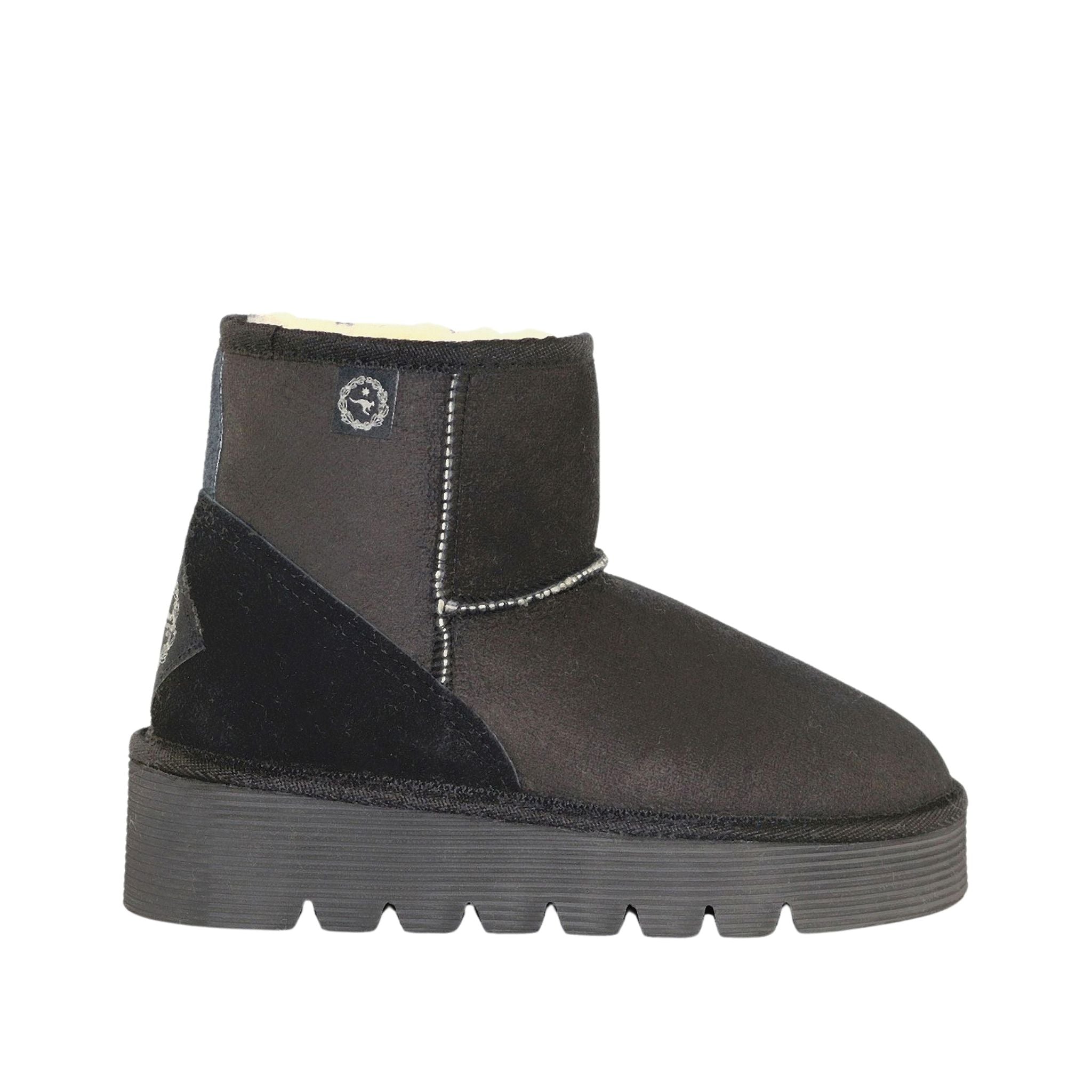 Sheepskins Downunder Platform Mini Black Side Womens Australian Made Sheepskin UGG Boot