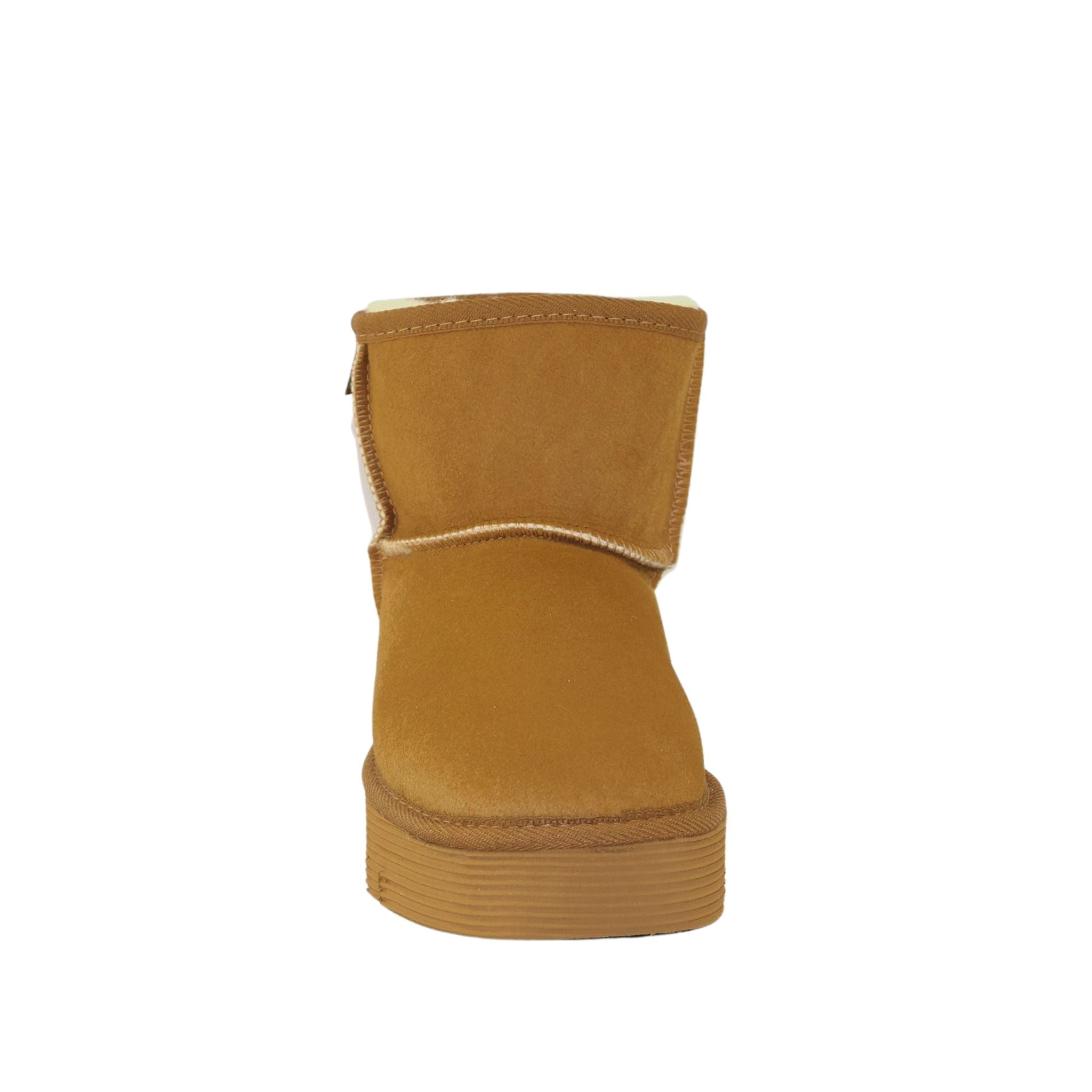Sheepskins Downunder Platform Mini Chestnut Front Womens Australian Made Sheepskin UGG Boot