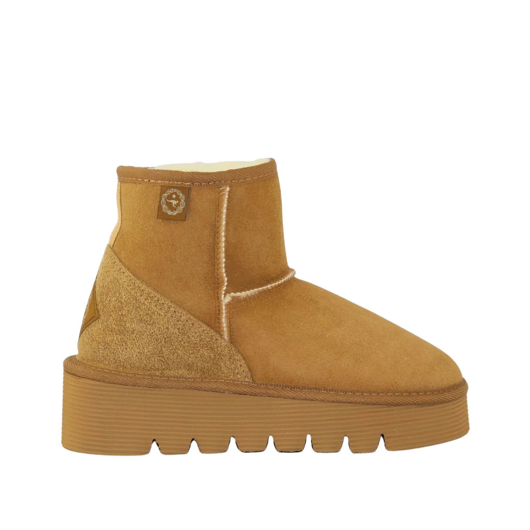 Sheepskins Downunder Platform Mini Chestnut Side Womens Australian Made Sheepskin UGG Boot