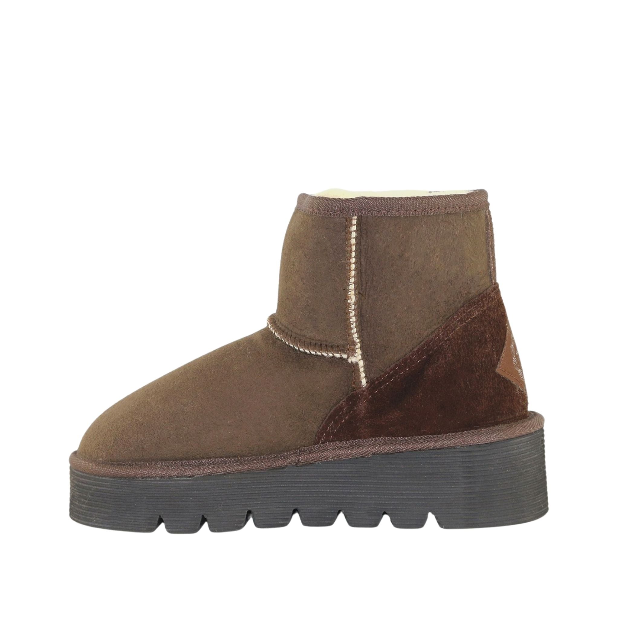 Sheepskins Downunder Platform Mini Chocolate Side Inner Womens Australian Made Sheepskin UGG Boot