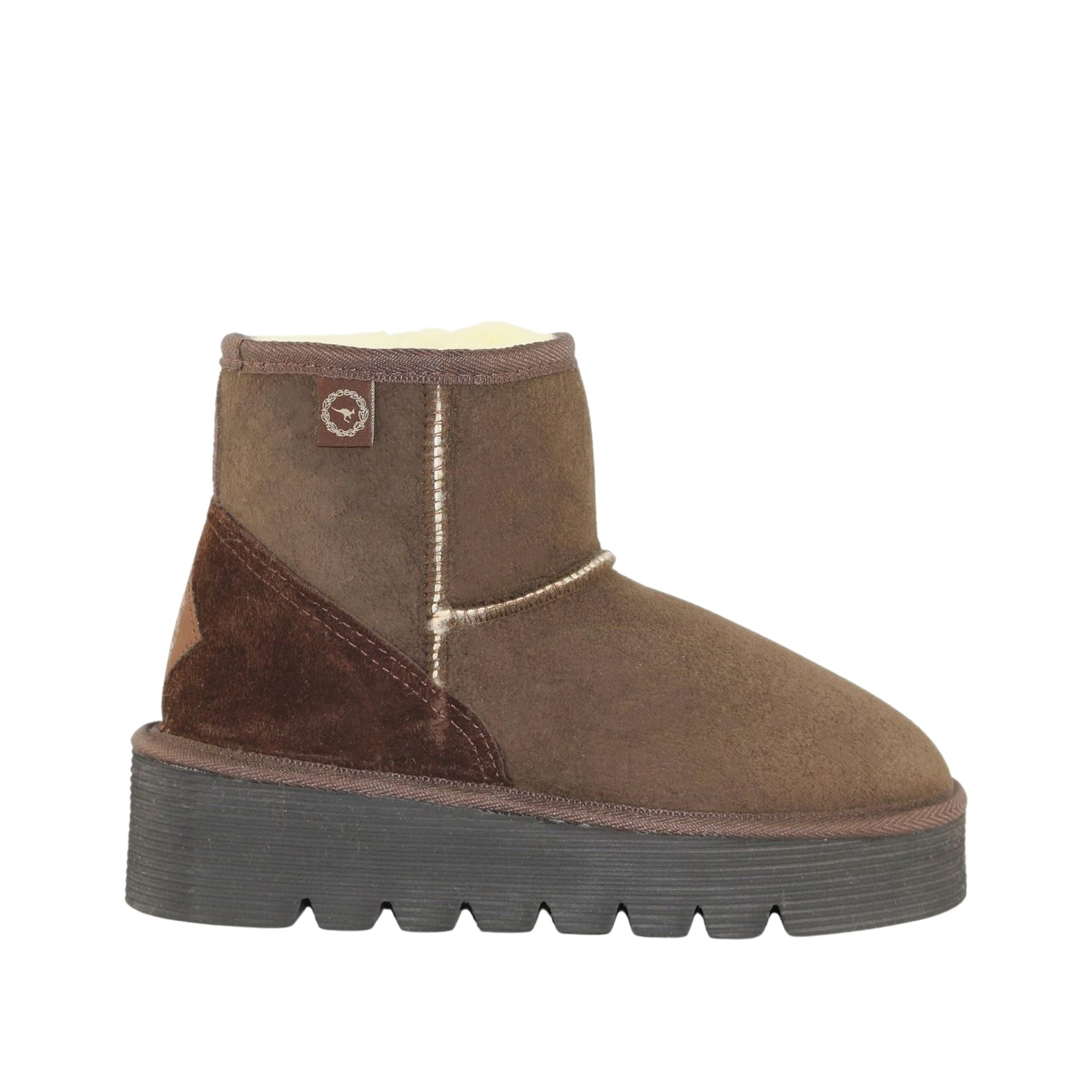 Sheepskins Downunder Platform Mini Chocolate Side Womens Australian Made Sheepskin UGG Boot