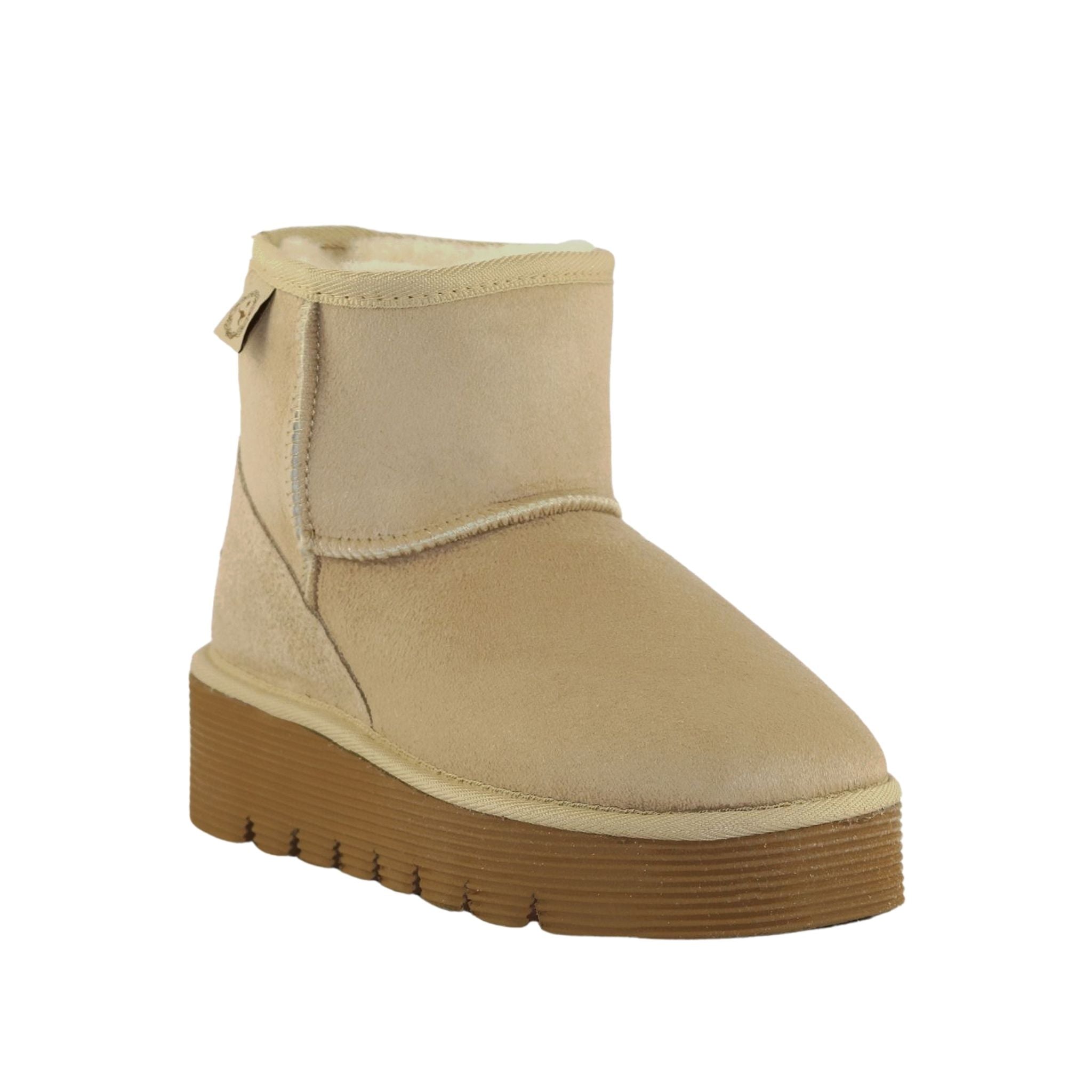 Sheepskins Downunder Platform Mini Sand Front 120 Womens Australian Made Sheepskin UGG Boot