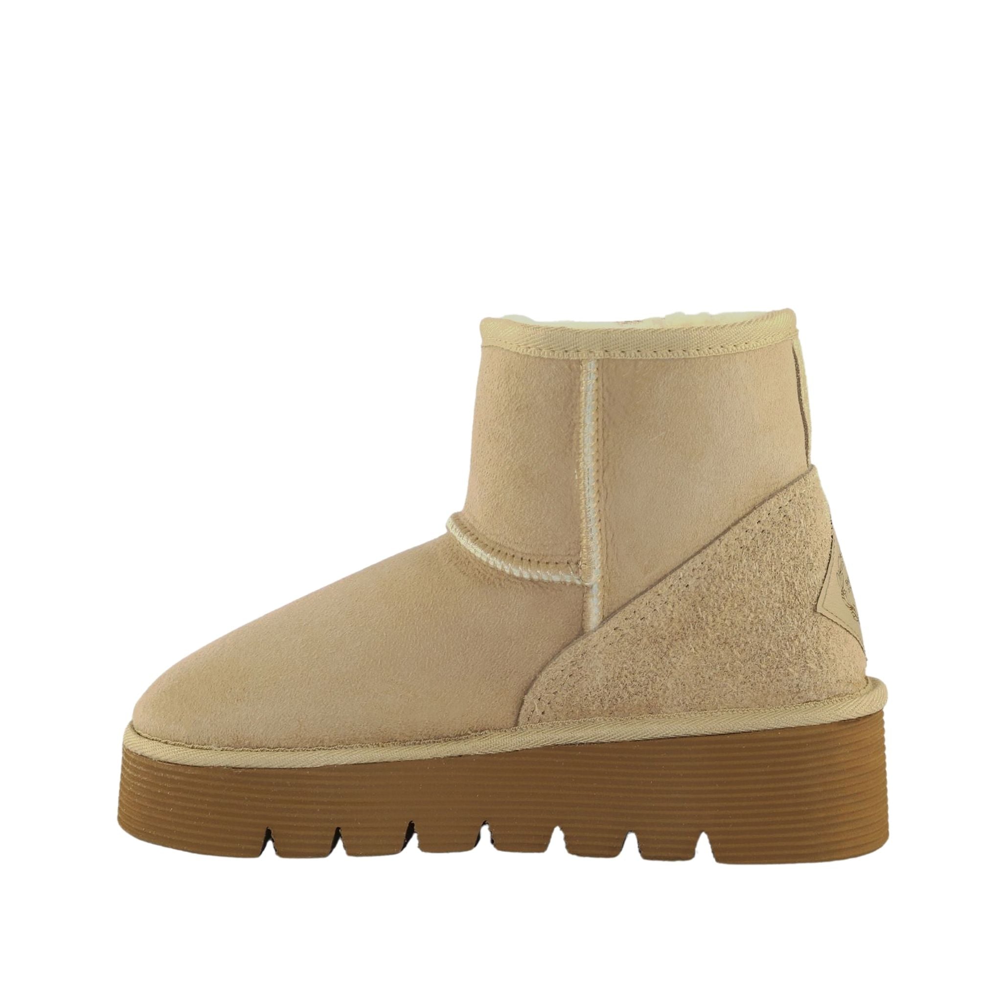 Sheepskins Downunder Platform Mini Sand Side Inner Womens Australian Made Sheepskin UGG Boot