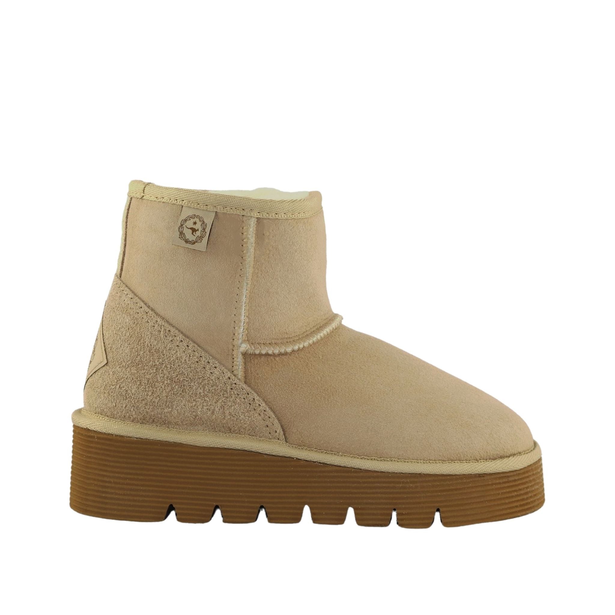 Sheepskins Downunder Platform Mini Sand Side Womens Australian Made Sheepskin UGG Boot