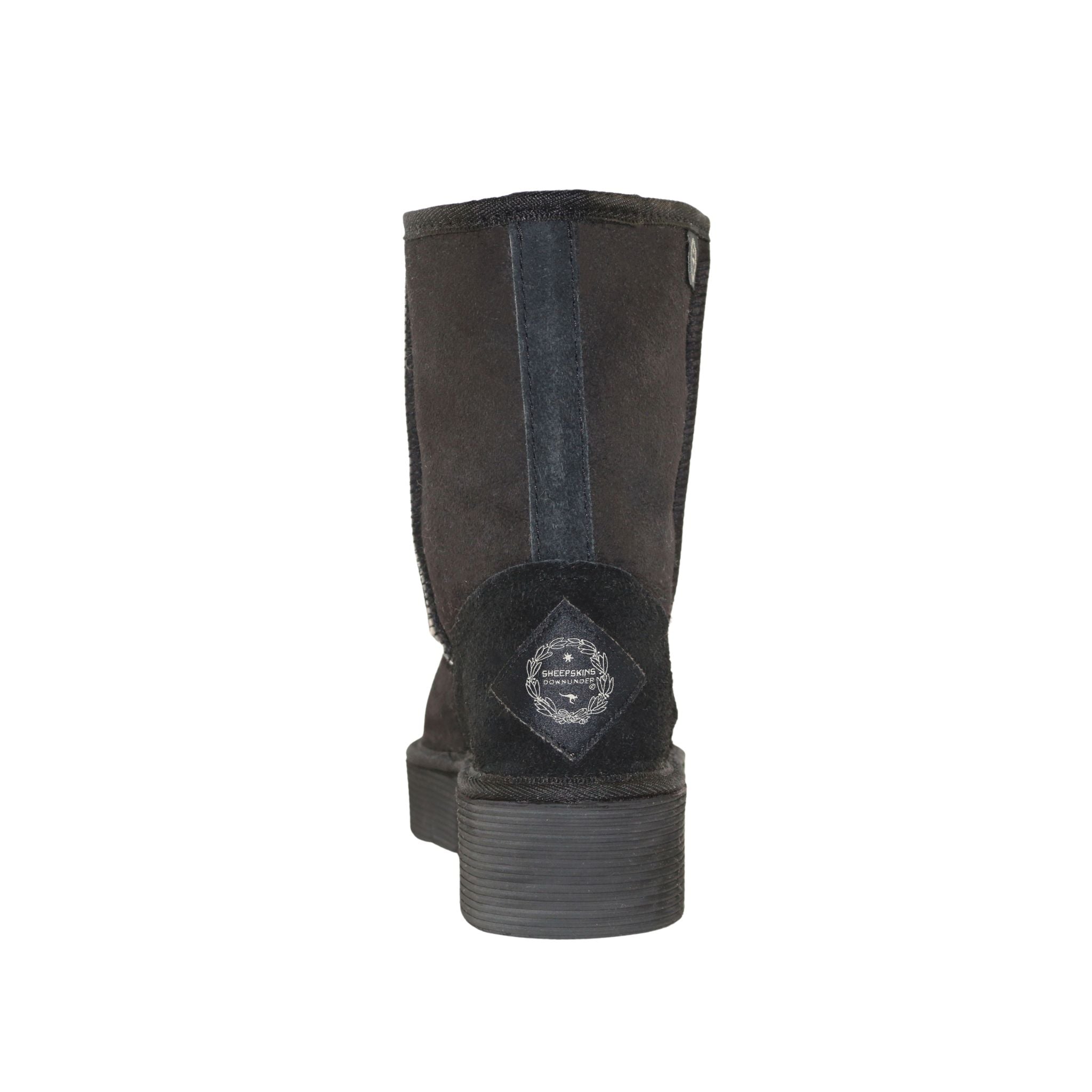 Sheepskins Downunder Platform Short Black Back Womens Australian Made Sheepskin UGG Boot
