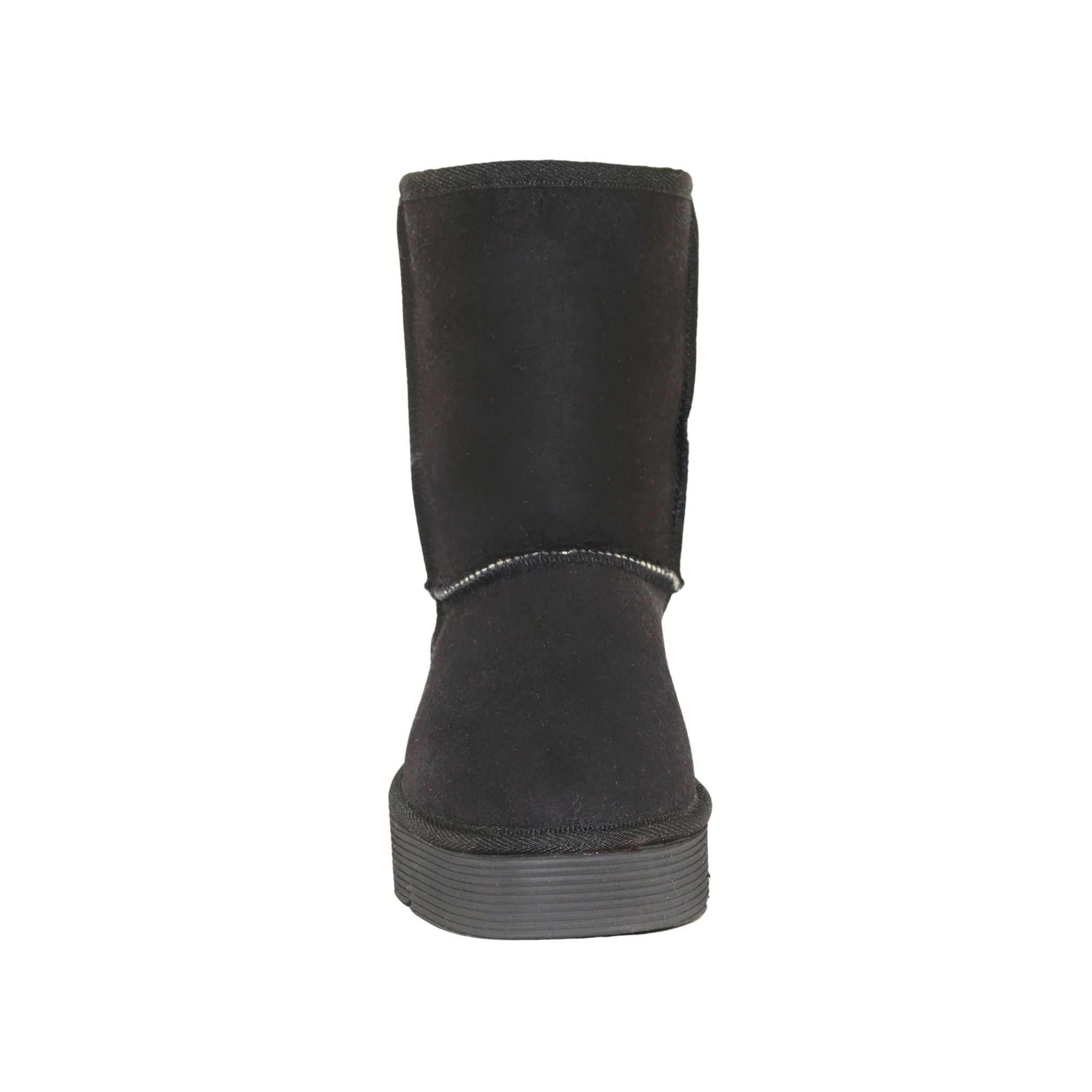 Sheepskins Downunder Platform Short Black Front Womens Australian Made Sheepskin UGG Boot