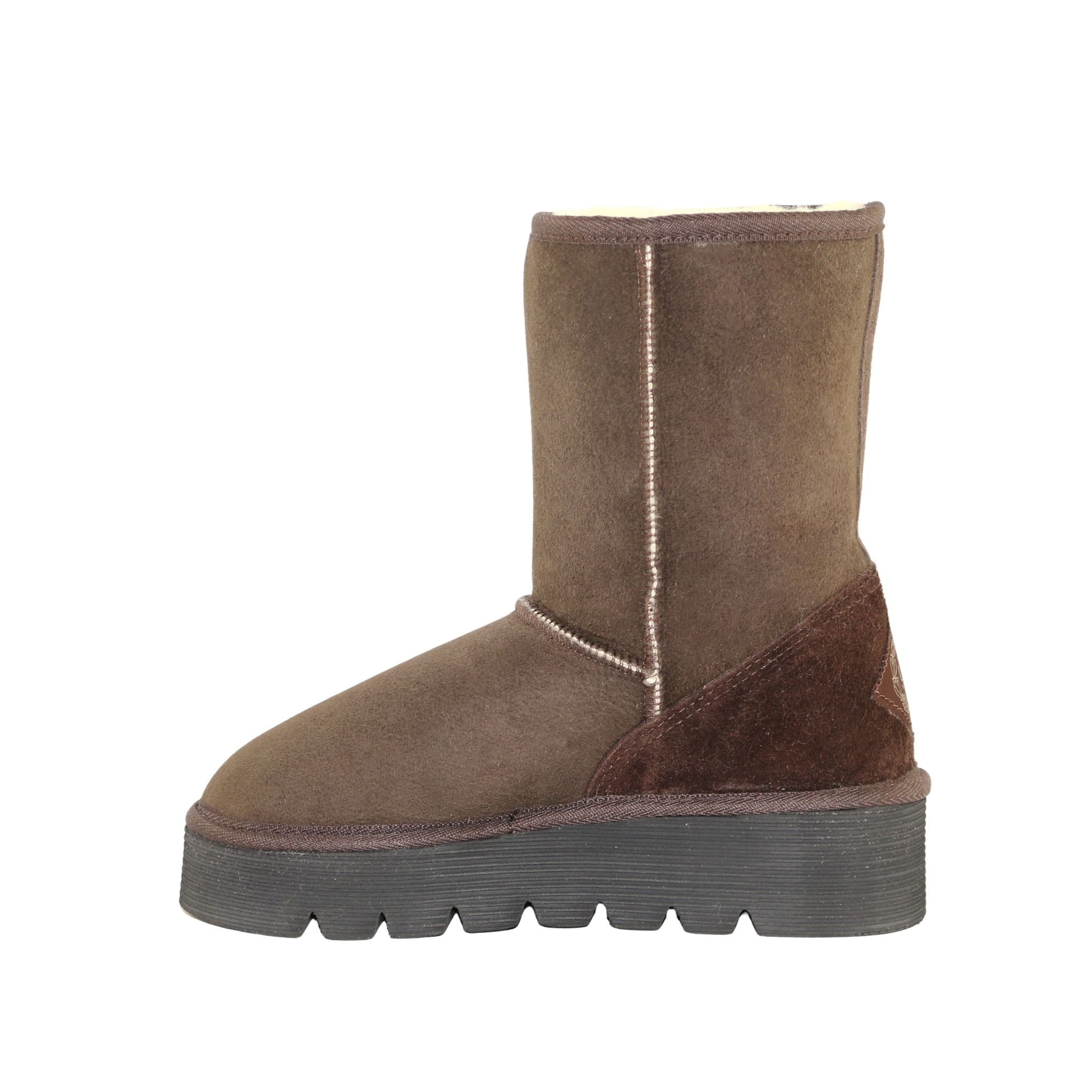 Sheepskins Downunder Platform Short Chocolate Side Inner Womens Australian Made Sheepskin UGG Boot