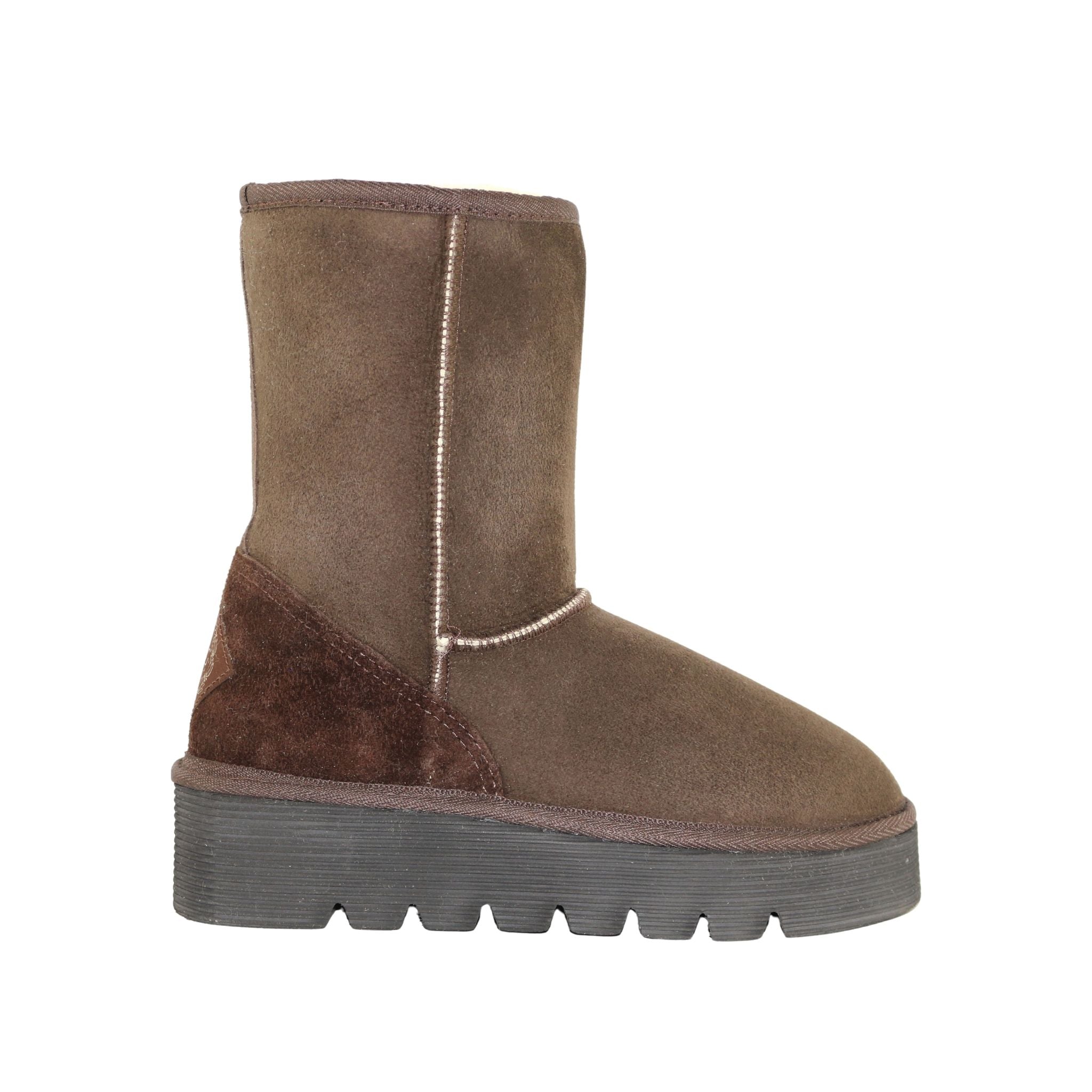 Sheepskins Downunder Platform Short Chocolate Side Womens Australian Made Sheepskin UGG Boot