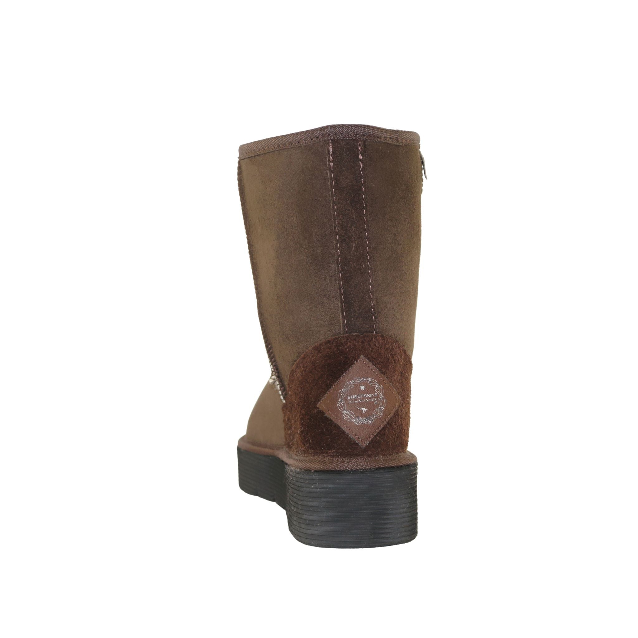 Sheepskins Downunder Platform Short Chocolate Back Womens Australian Made Sheepskin UGG Boot
