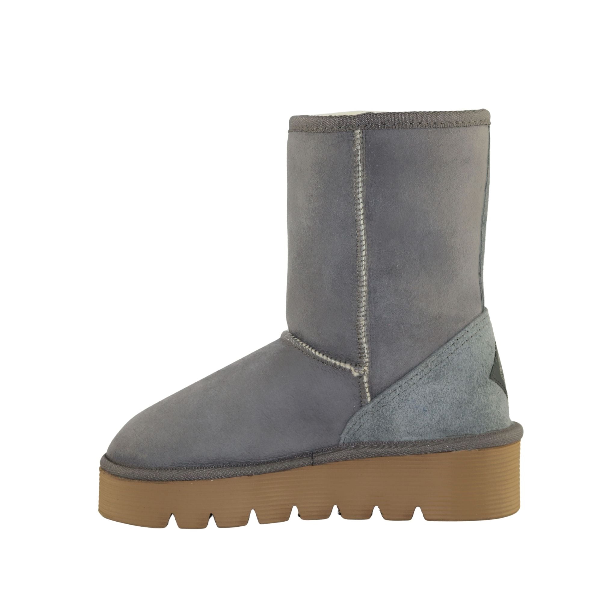 Sheepskins Downunder Platform Short Grey Side Inner Womens Australian Made Sheepskin UGG Boot
