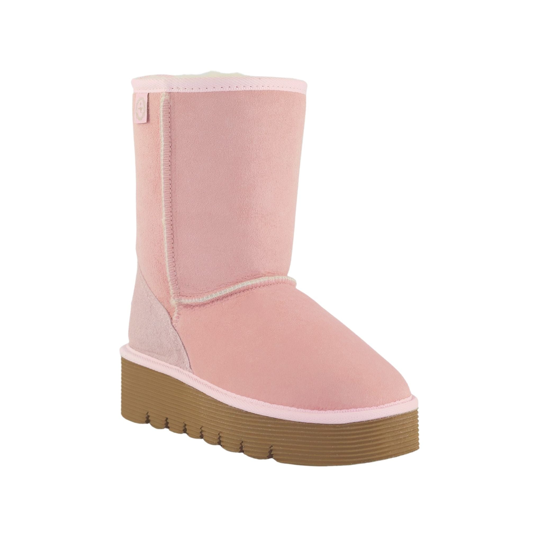 Sheepskins Downunder Platform Short Pink Front 120 Womens Australian Made Sheepskin UGG Boot