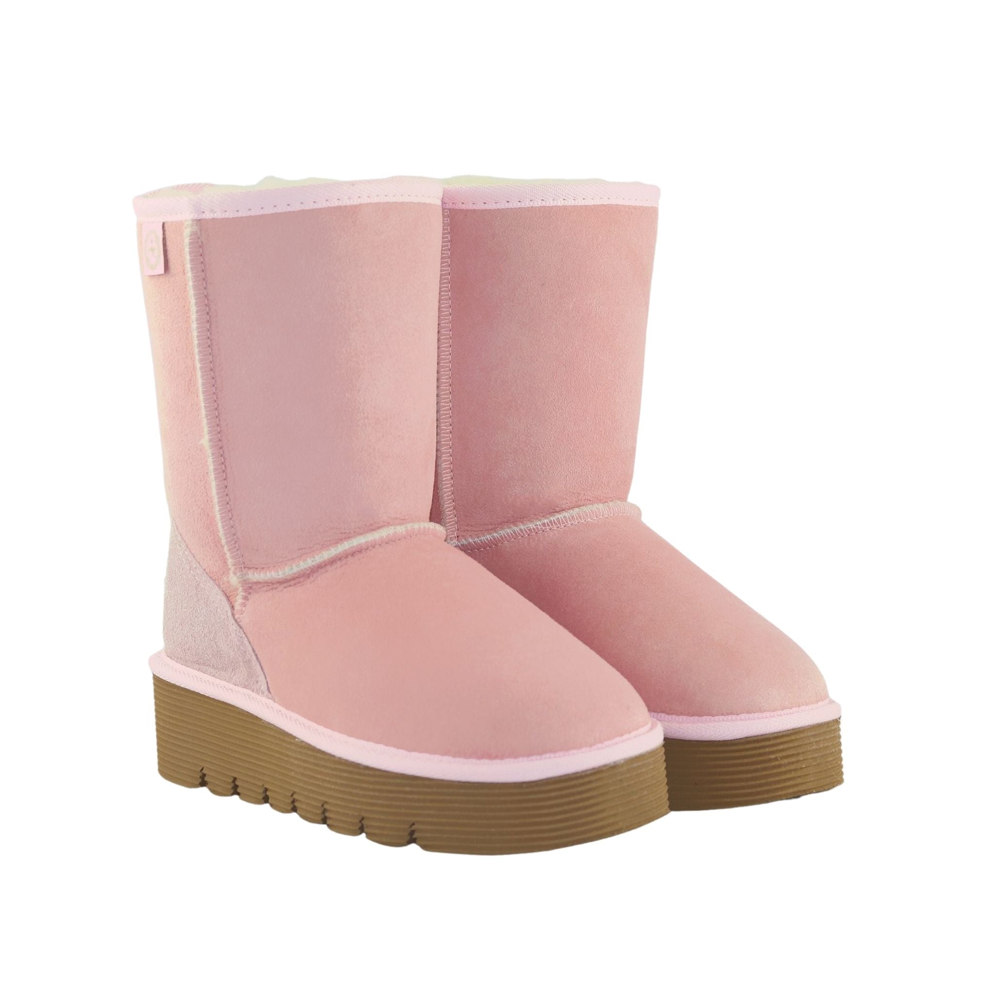Sheepskins Downunder Platform Short Pink Pairs Front Womens Australian Made Sheepskin UGG Boot