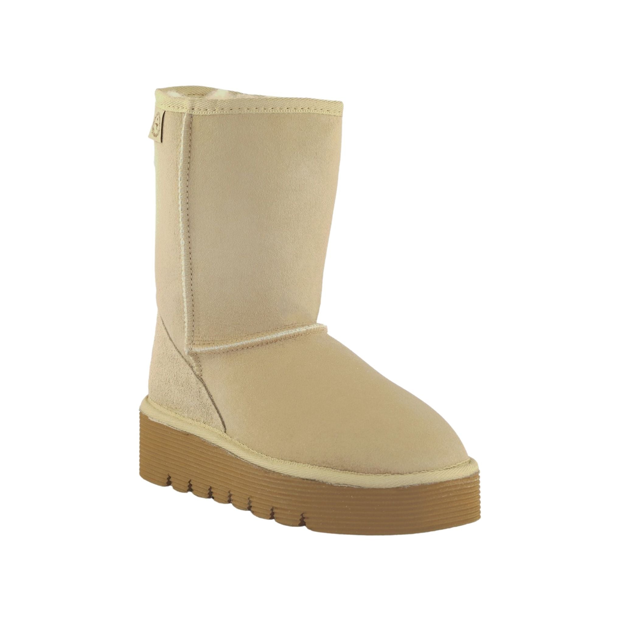 Sheepskins Downunder Platform Short Sand Front 120 Womens Australian Made Sheepskin UGG Boot