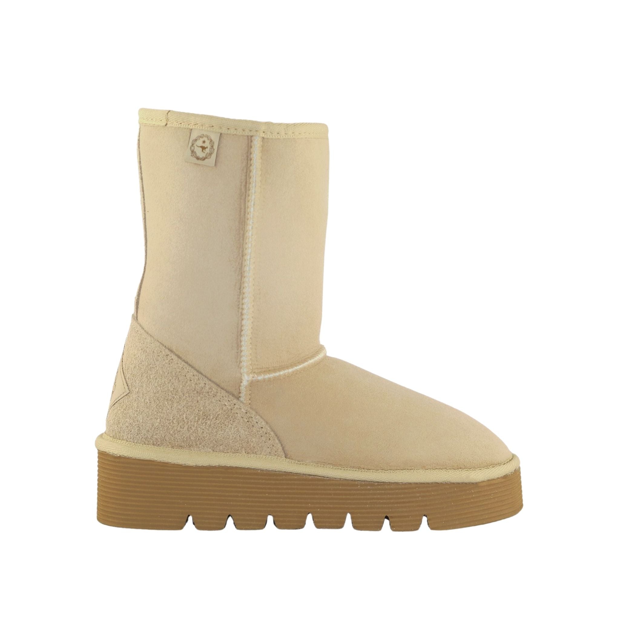 Sheepskins Downunder Platform Short Sand Side Womens Australian Made Sheepskin UGG Boot
