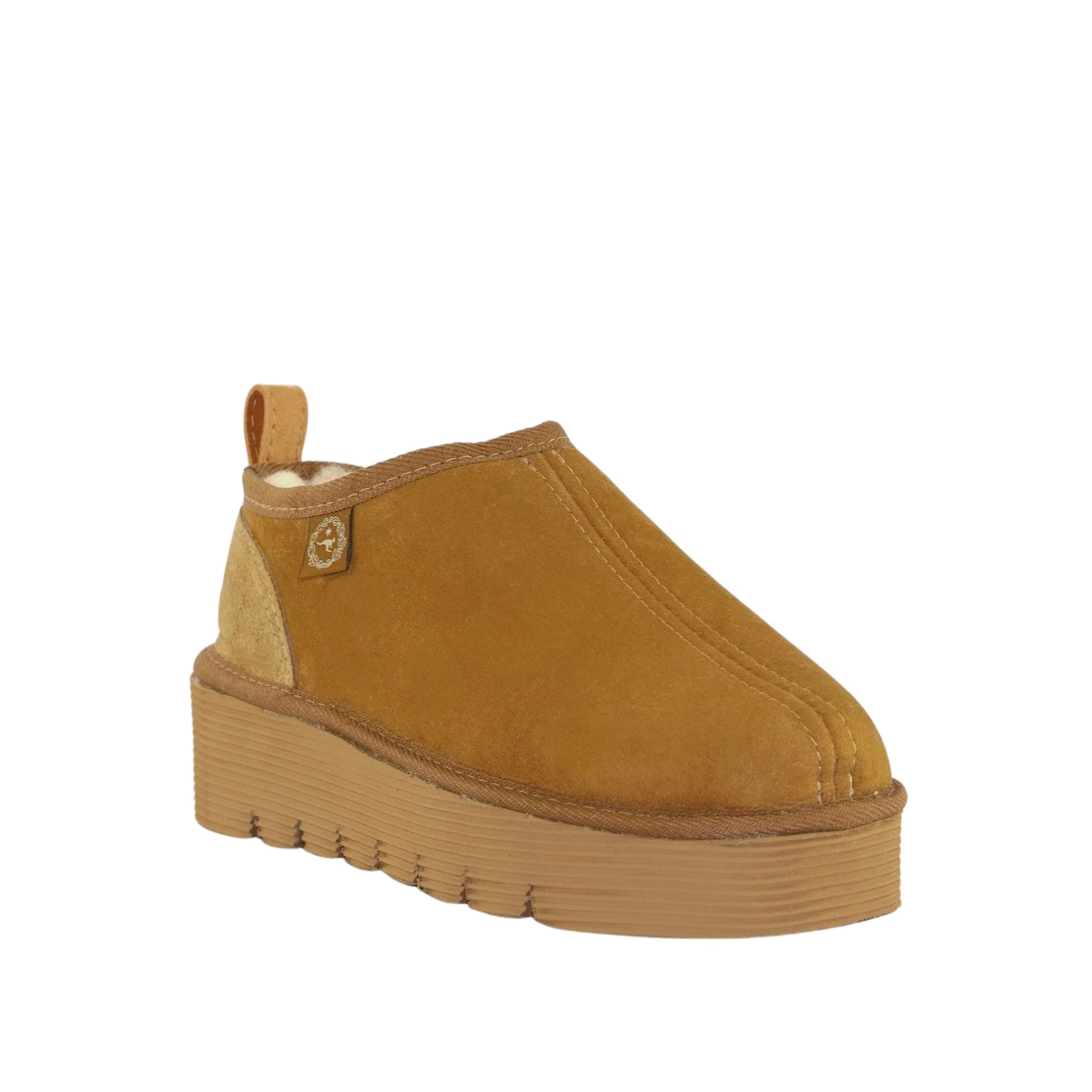 Sheepskins Downunder Platform Tasman Chestnut Front 120 Womens Australian Made Sheepskin UGG Slipper