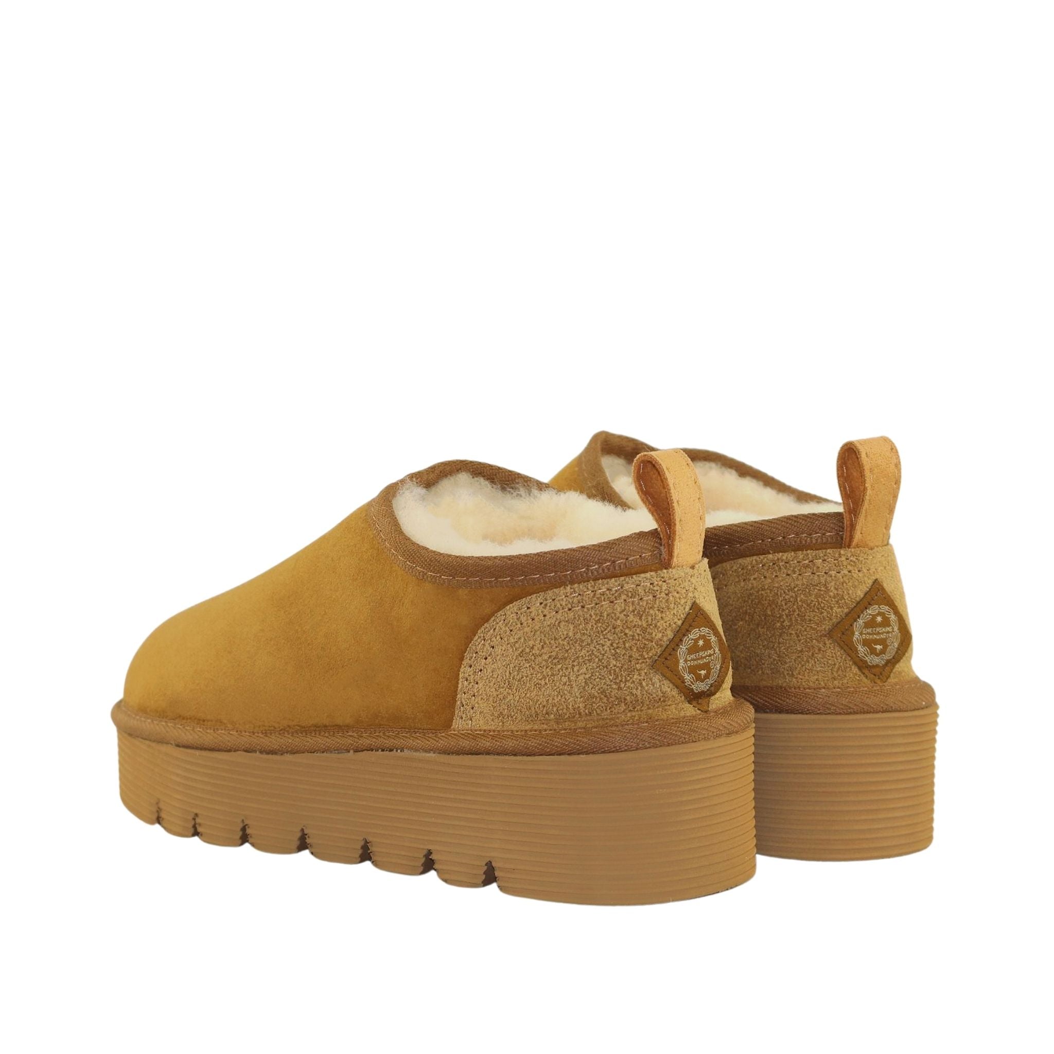 Sheepskins Downunder Platform Tasman Chestnut Pairs Back Womens Australian Made Sheepskin UGG Slipper