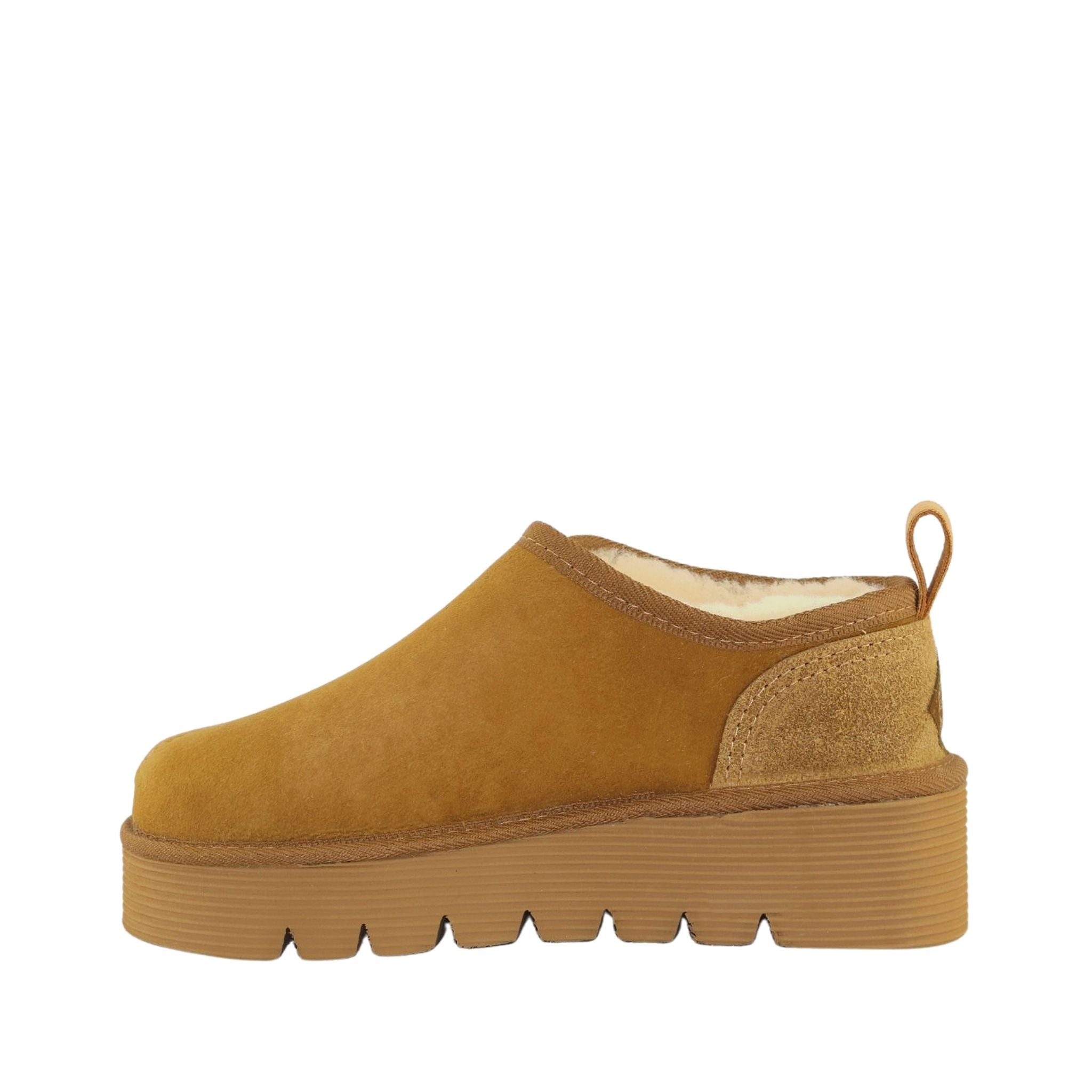 Sheepskins Downunder Platform Tasman Chestnut Side Inner Womens Australian Made Sheepskin UGG Slipper