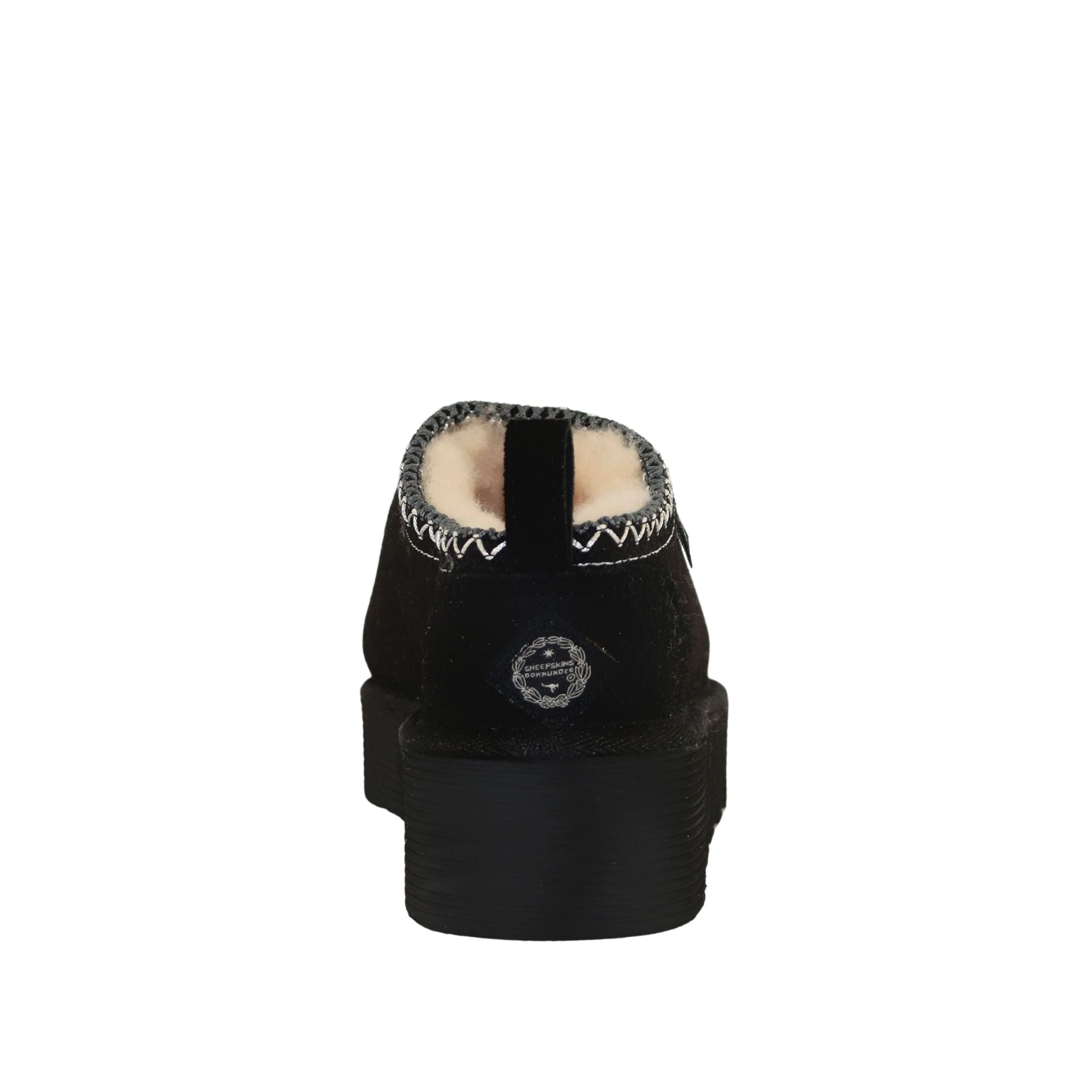 Sheepskins Downunder Platform Tasman Tazz Black Black Back Womens Australian Made Sheepskin UGG Slipper