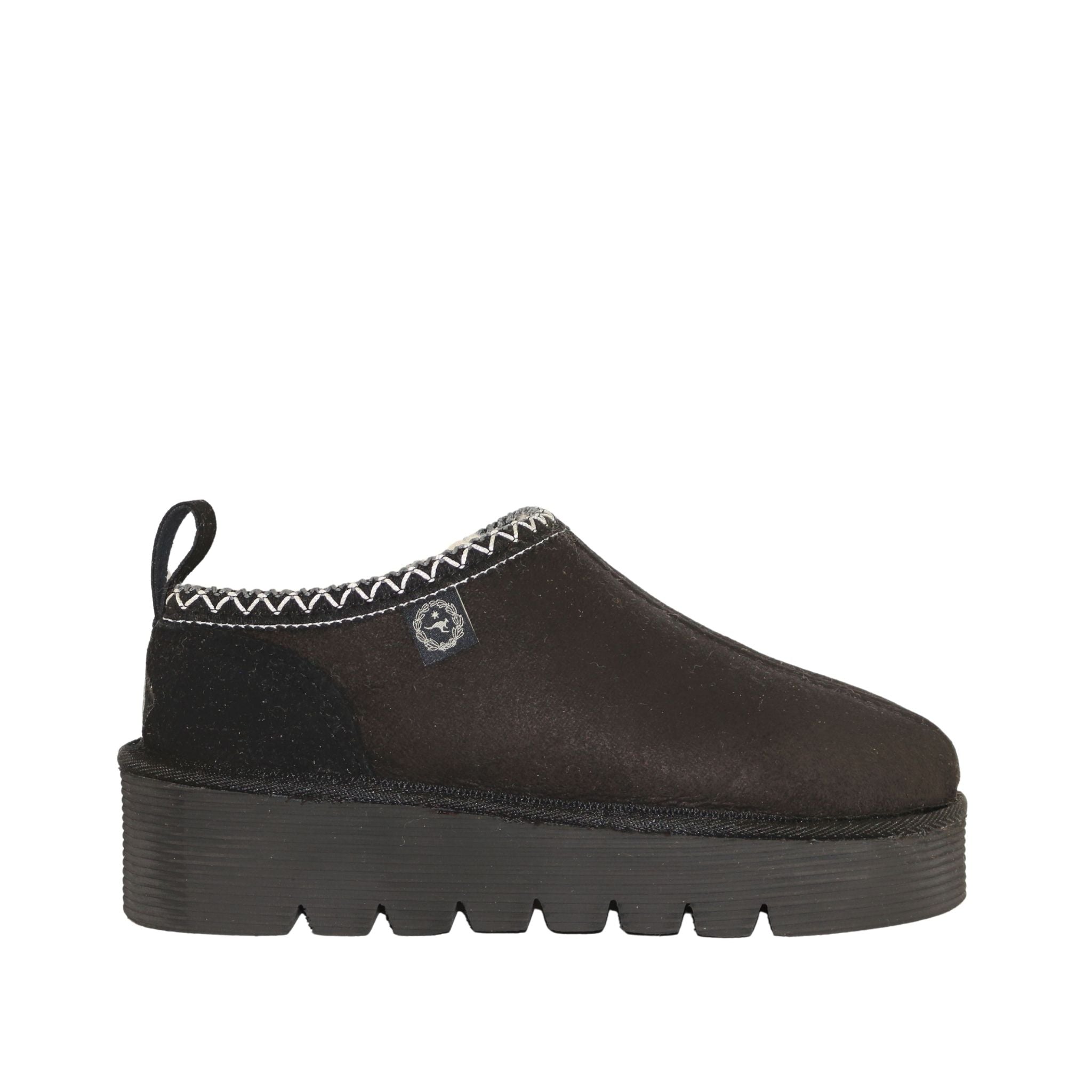 Sheepskins Downunder Platform Tasman Tazz Black Black Side Womens Australian Made Sheepskin UGG Slipper