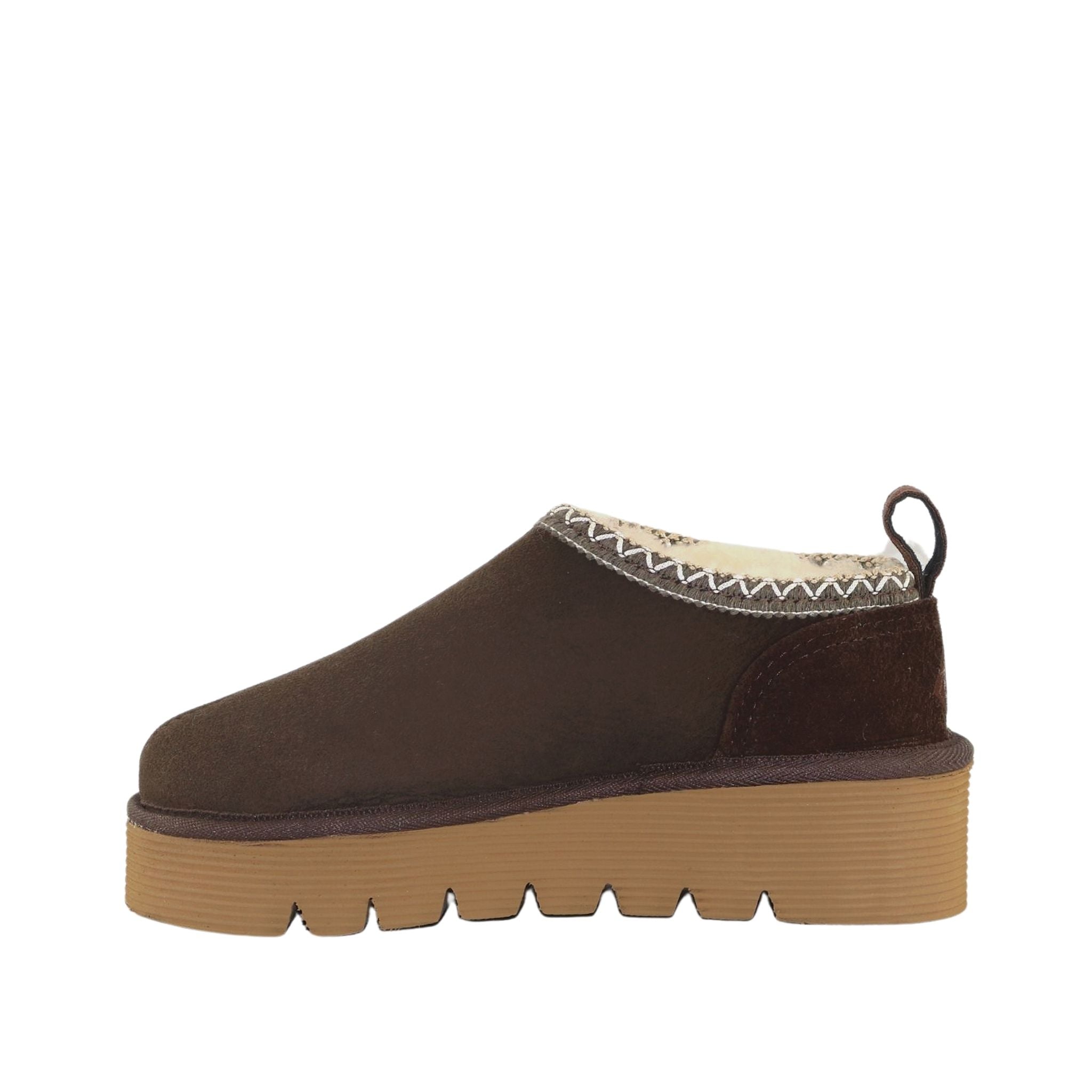 Sheepskins Downunder Platform Tasman Tazz Chocolate Chocolate Side Inner Womens Australian Made Sheepskin UGG Slipper