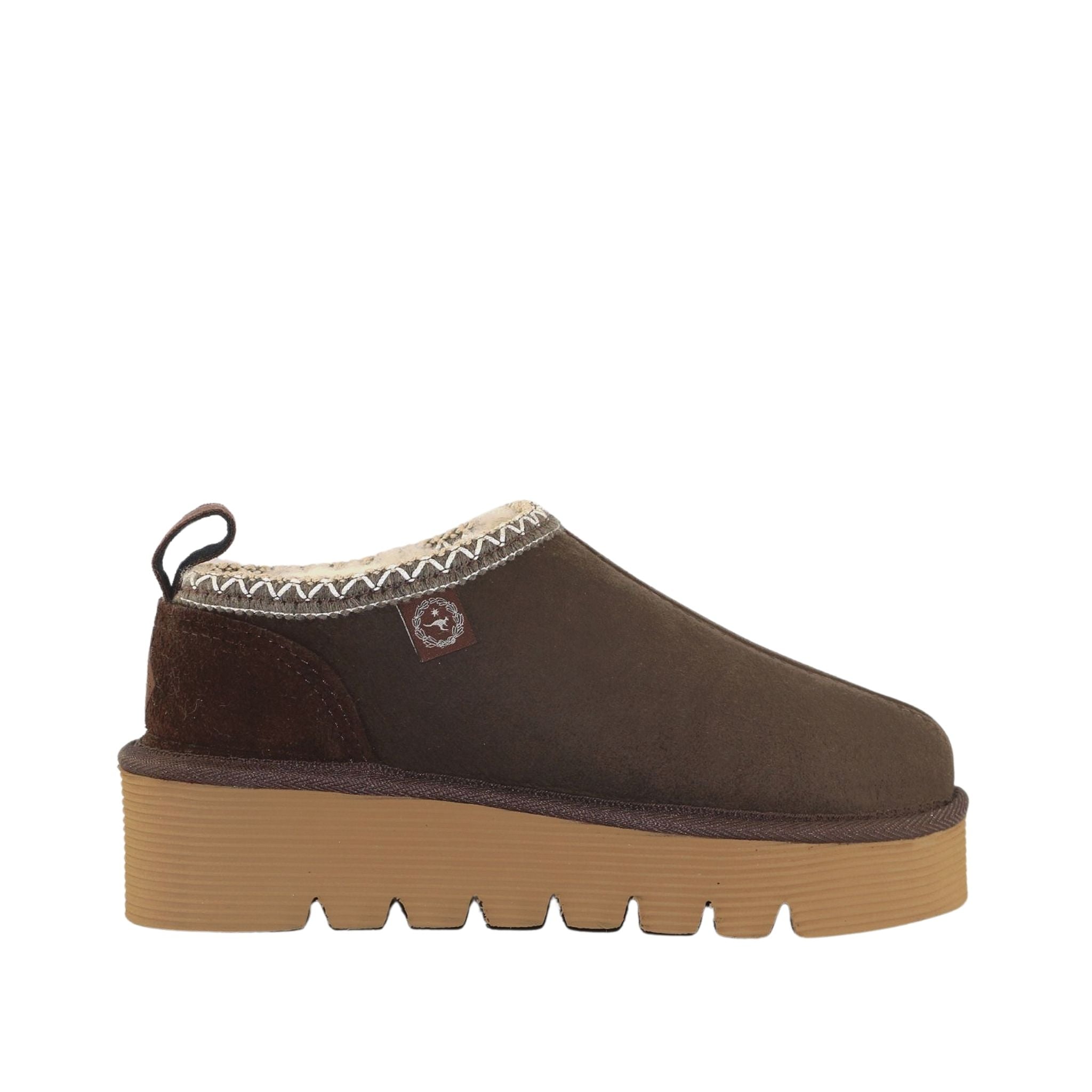 Sheepskins Downunder Platform Tasman Tazz Chocolate Chocolate Side Womens Australian Made Sheepskin UGG Slipper