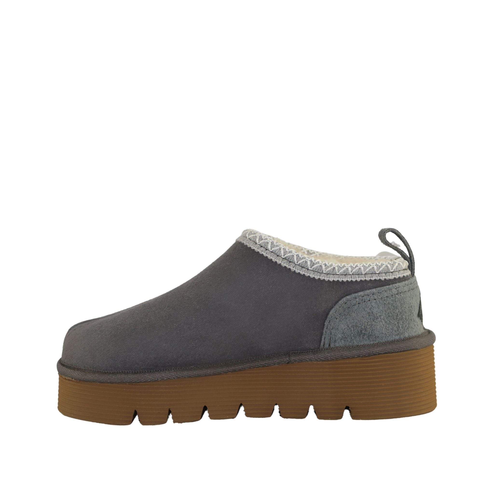 Sheepskins Downunder Platform Tasman Tazz Grey Grey Side Inner Womens Australian Made Sheepskin UGG Slipper