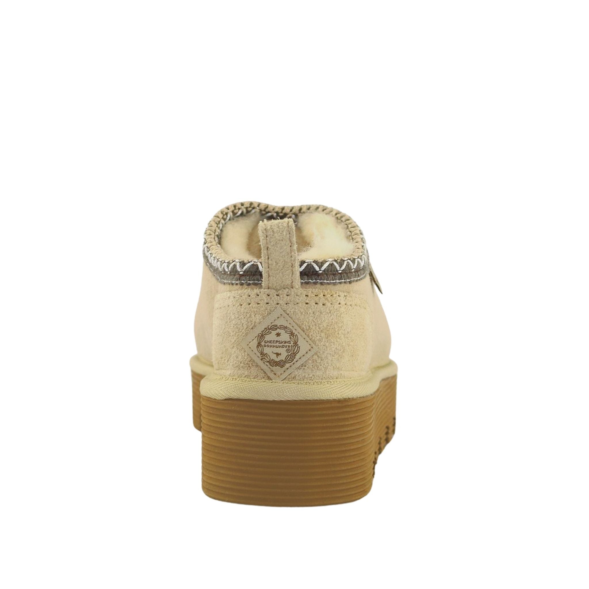 Sheepskins Downunder Platform Tasman Tazz Sand Chocolate Back Womens Australian Made Sheepskin UGG Slipper