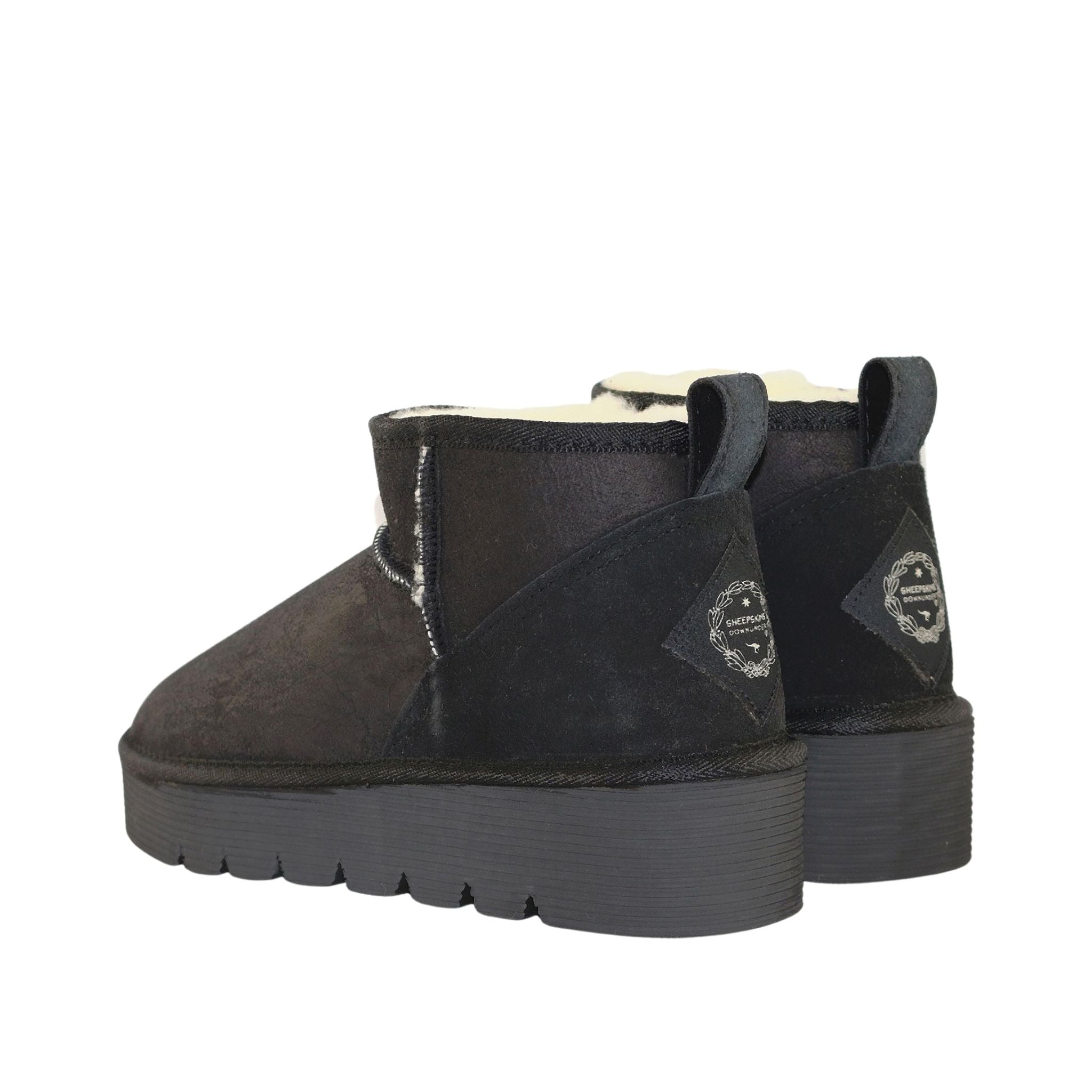 Sheepskins Downunder Platform Ultra Black Pairs Back Womens Australian Made Sheepskin UGG Boot