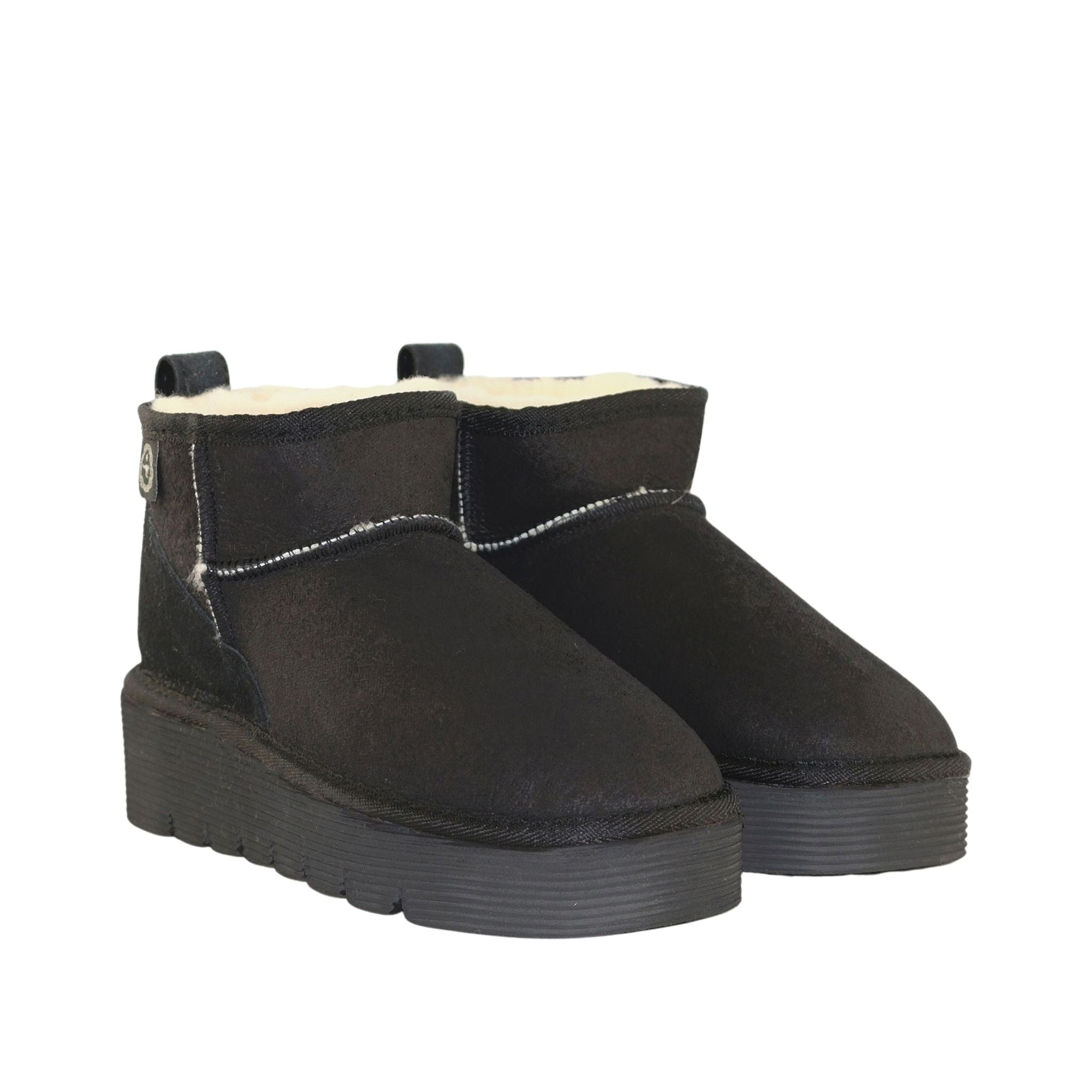 Sheepskins Downunder Platform Ultra Black Pairs Front Womens Australian Made Sheepskin UGG Boot