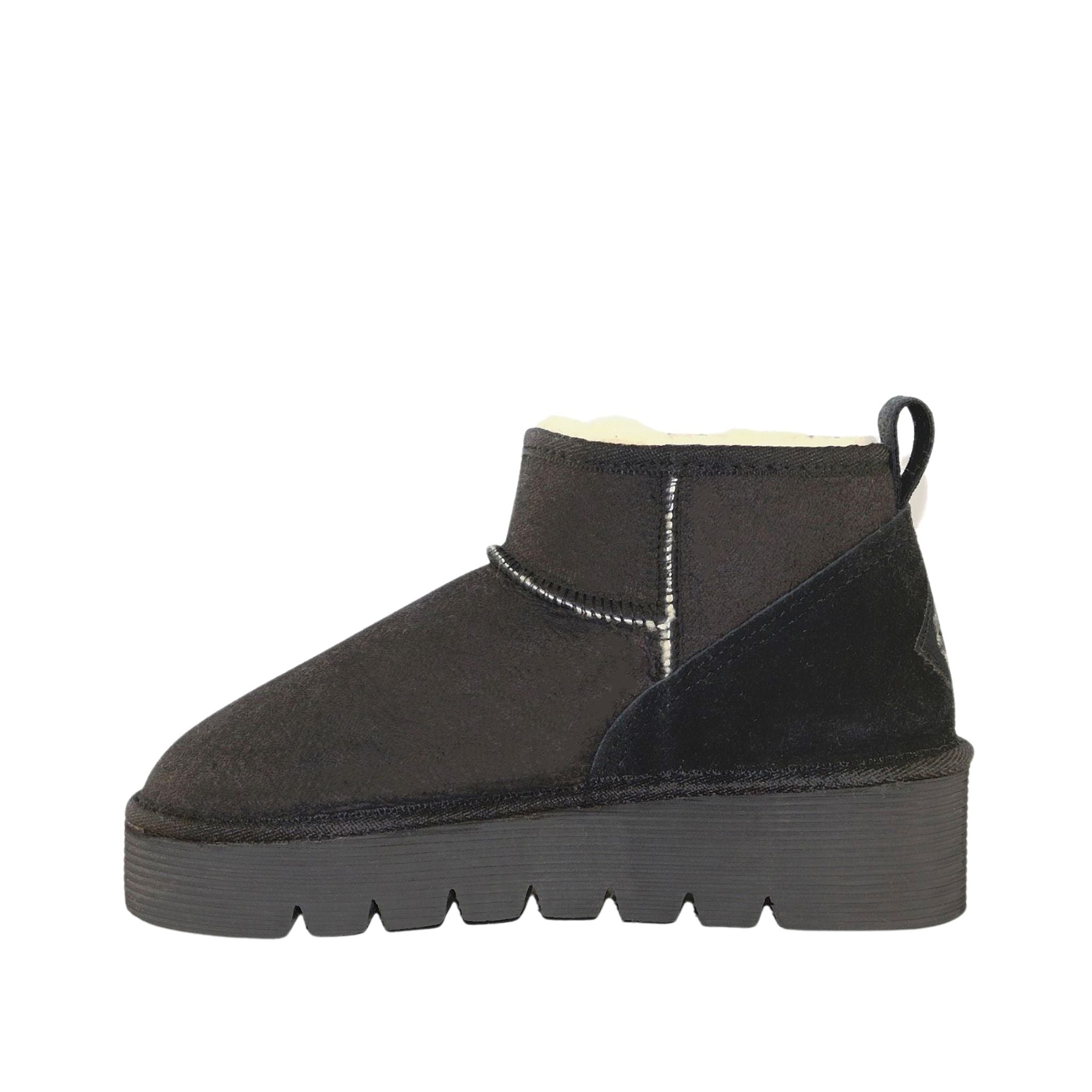 Sheepskins Downunder Platform Ultra Black Side Inner Womens Australian Made Sheepskin UGG Boot