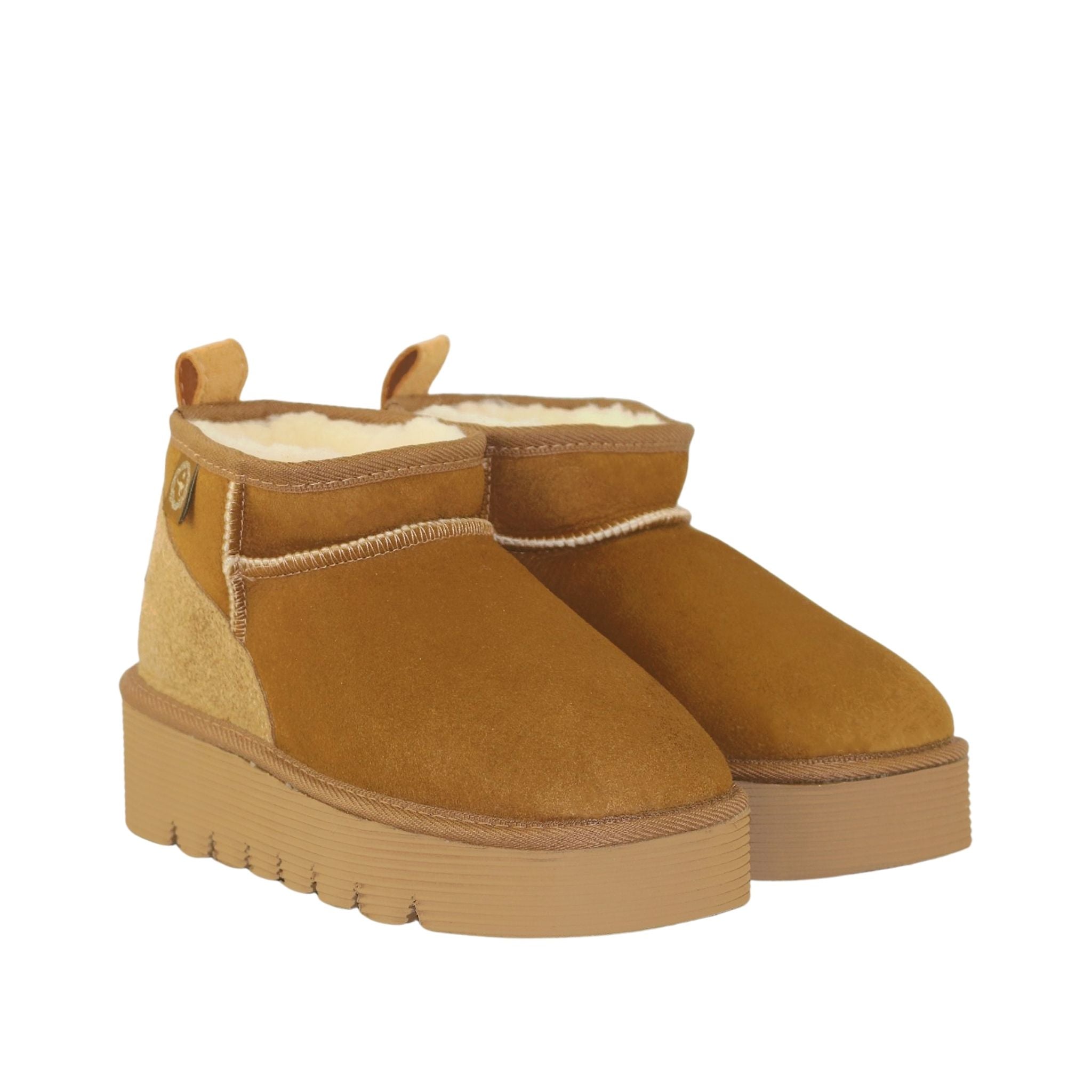 Sheepskins Downunder Platform Ultra Chestnut Pairs Front Womens Australian Made Sheepskin UGG Boot